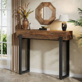 Rustieke Consoletafel met Metalen Poten, Compact Opbergmeubel voor Entree 3