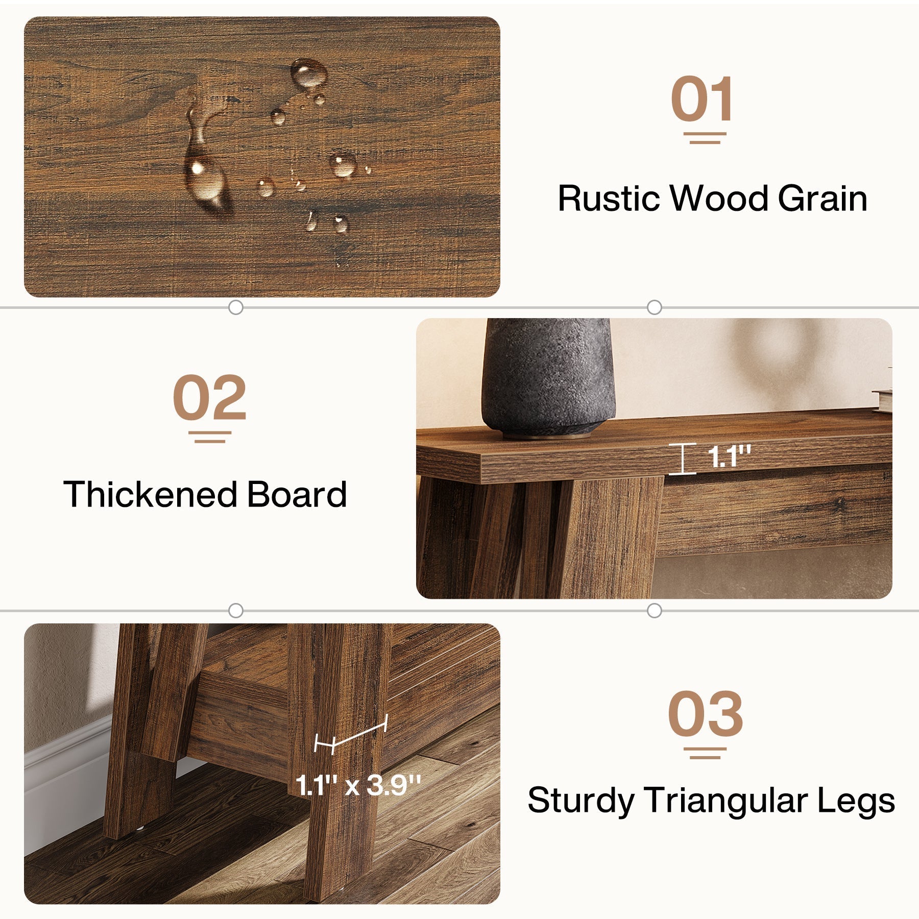 41.3" Console Table, 2 - Tier Farmhouse Sofa Entryway Table with Storage Tribesigns