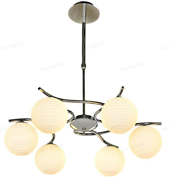 56 cm Tribesigns hanglamp met 6 glazen bollen, G9 plafondlamp voor eettafel en woonkamer