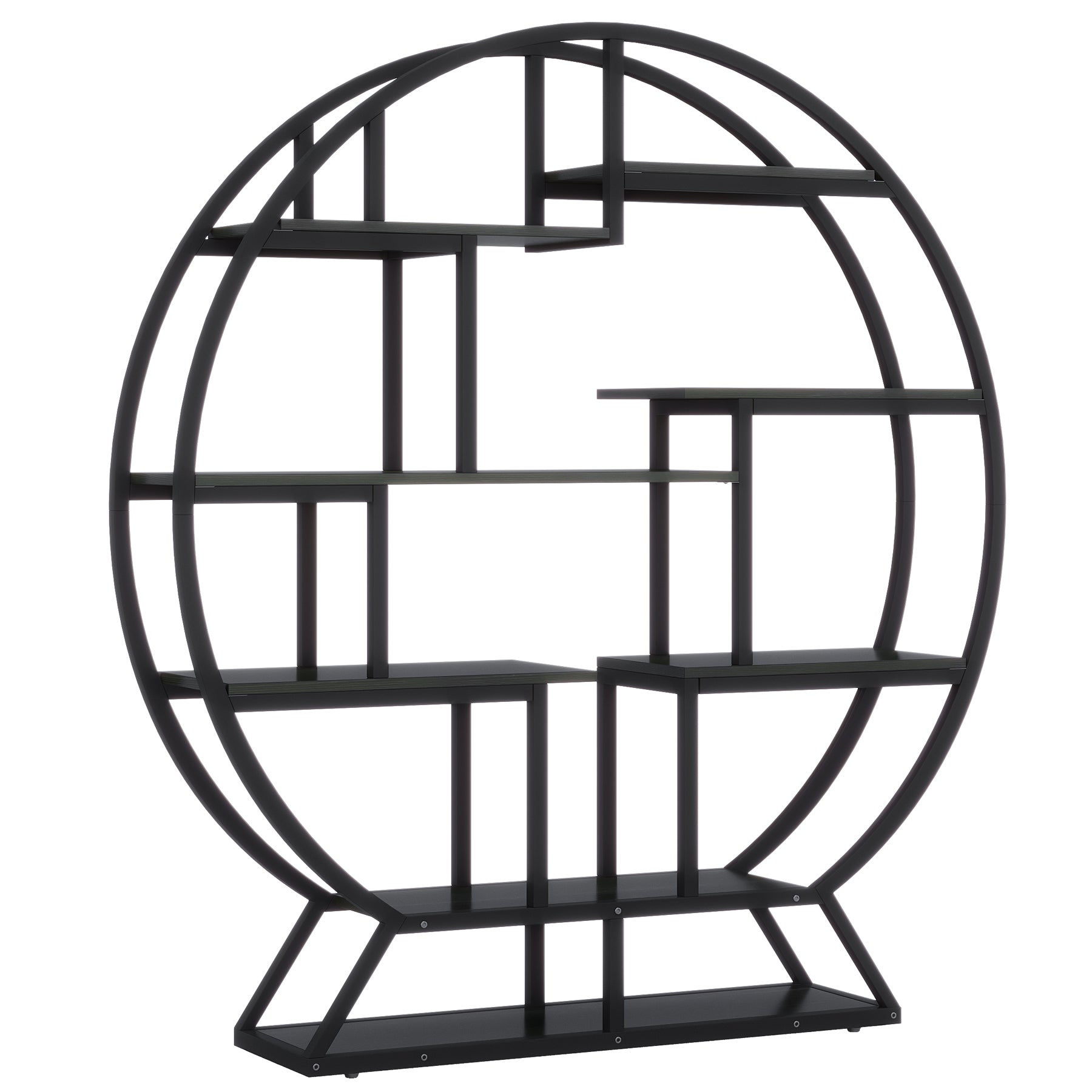 160 cm Ronde Boekenkast, Vijfplanken Opbergmeubel voor Kantoor en Woonkamer