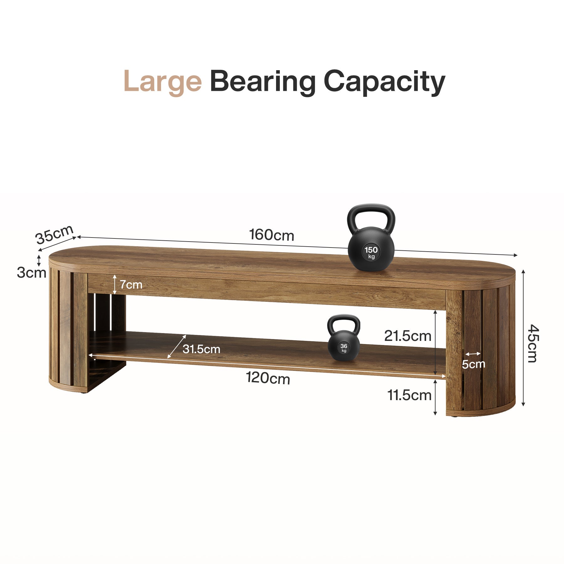 160 cm Houten Eetbank in Boerderijstijl, Landelijke Entree- en Eetkamerbank met Gebogen Lattenpoten