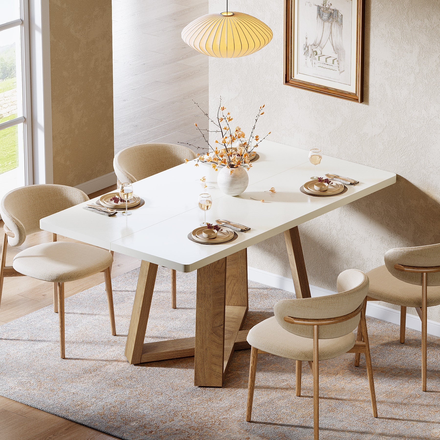 120 cm rechthoekige eettafel, moderne keukentafel voor 4 personen