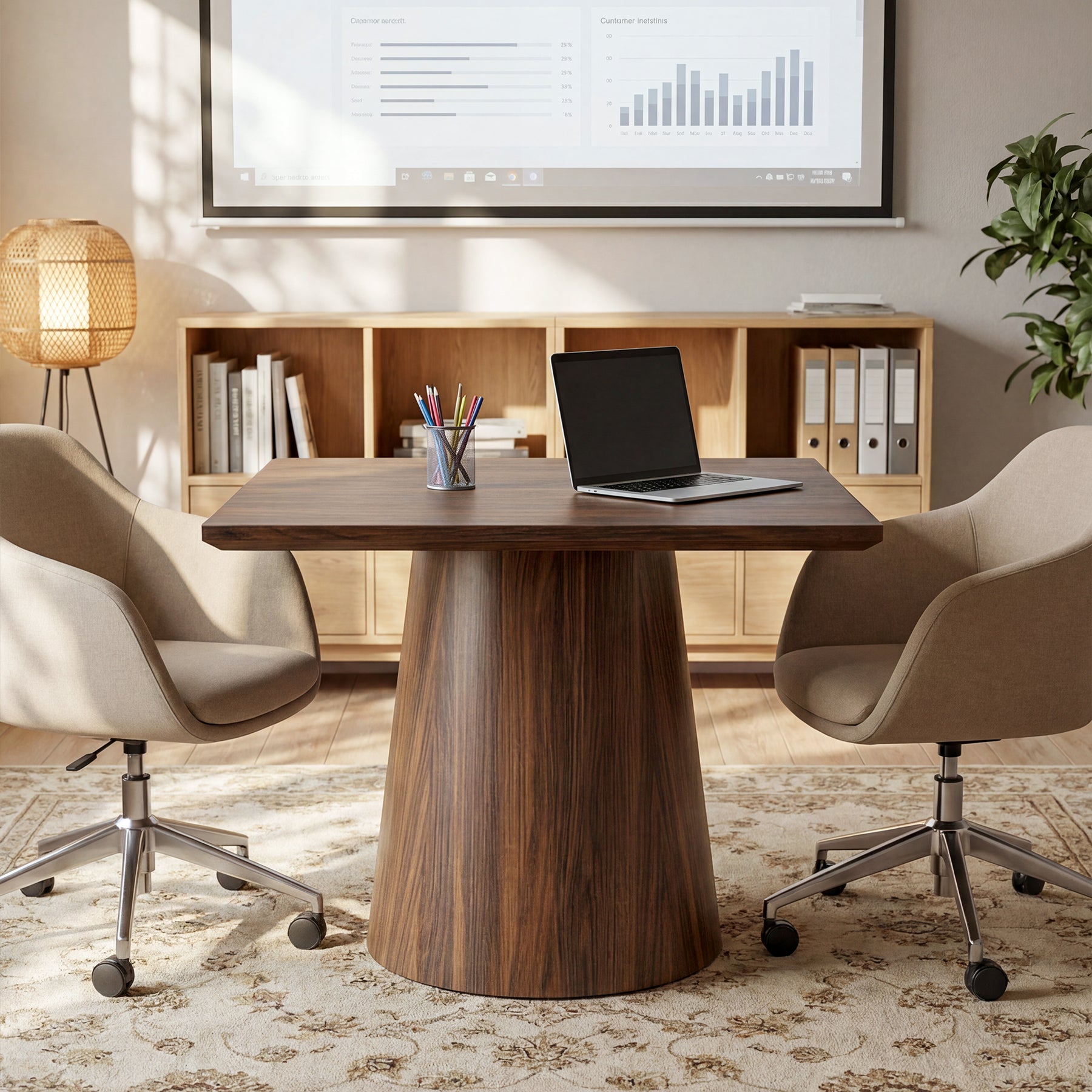 80 cm Tribesigns vierkante vergadertafel met verdikt tafelblad, houten kantoortafel voor 4 personen