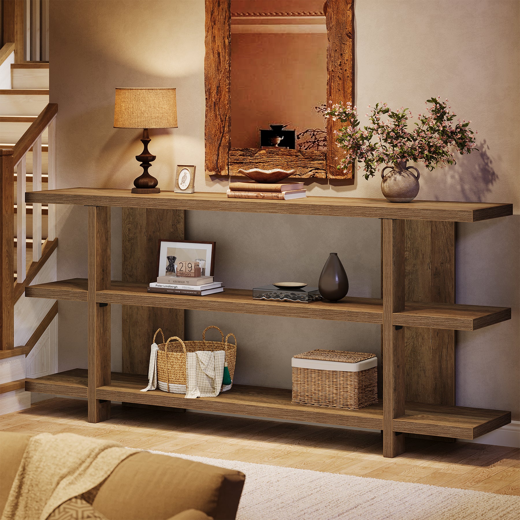 Tribesigns Consoletafel 160 cm met 3-laags Opbergruimte