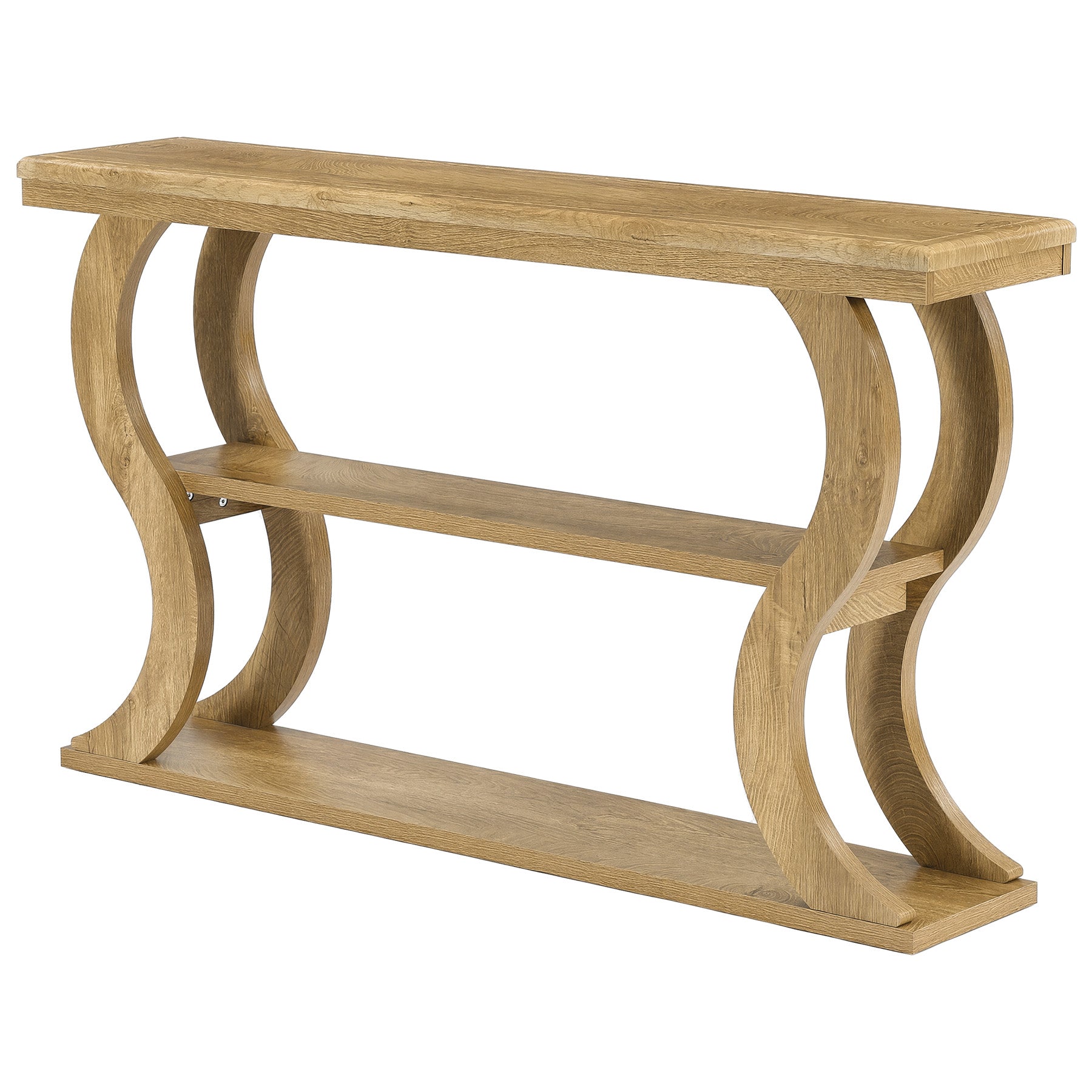 Tribesigns consolentafel 140 cm met 3 planken, smalle gangtafel met golfvormig design