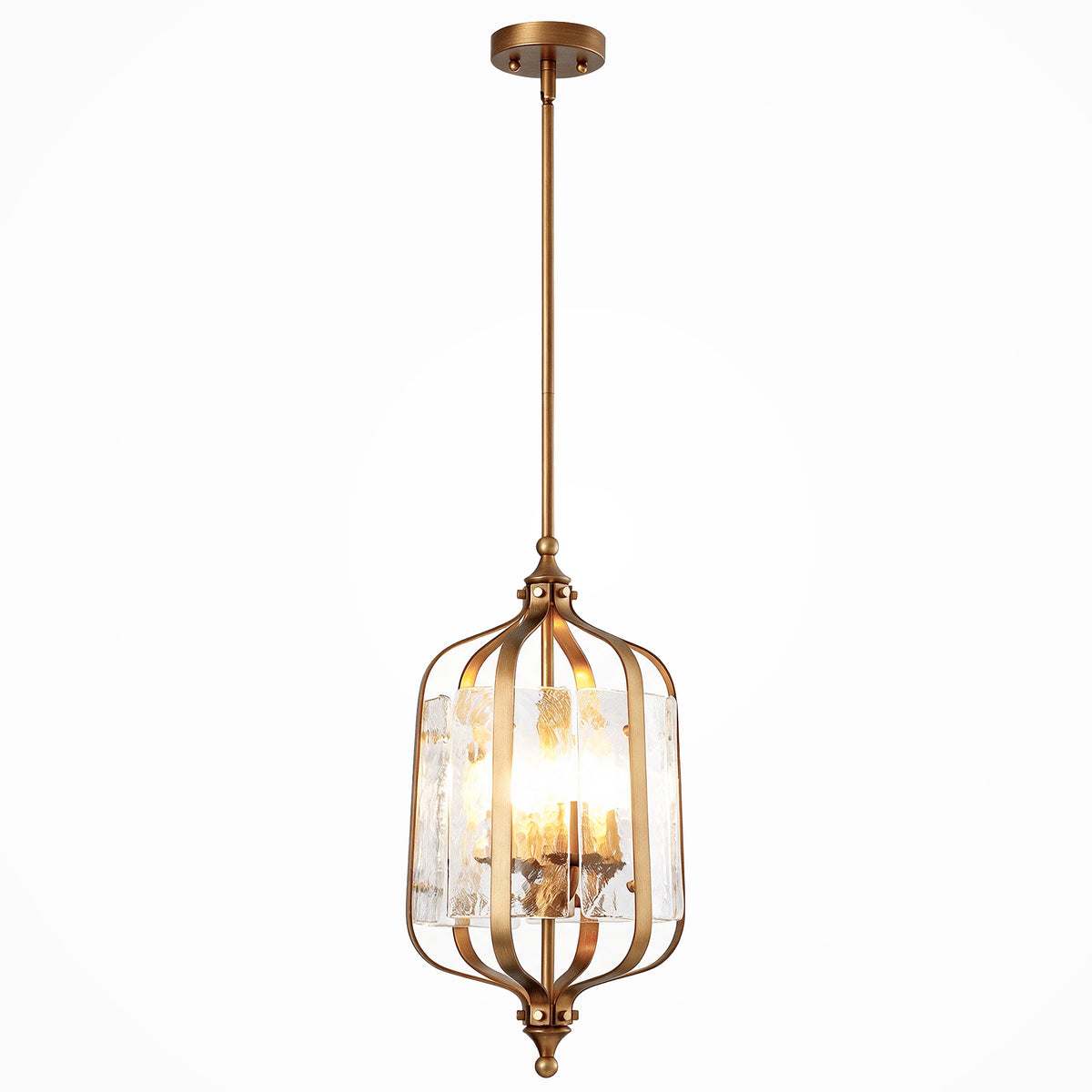 Tribesigns glazen hanglamp met verstelbare hoogte en gouden retro design, plafondlamp voor eettafel en keuken [Energy Class E]