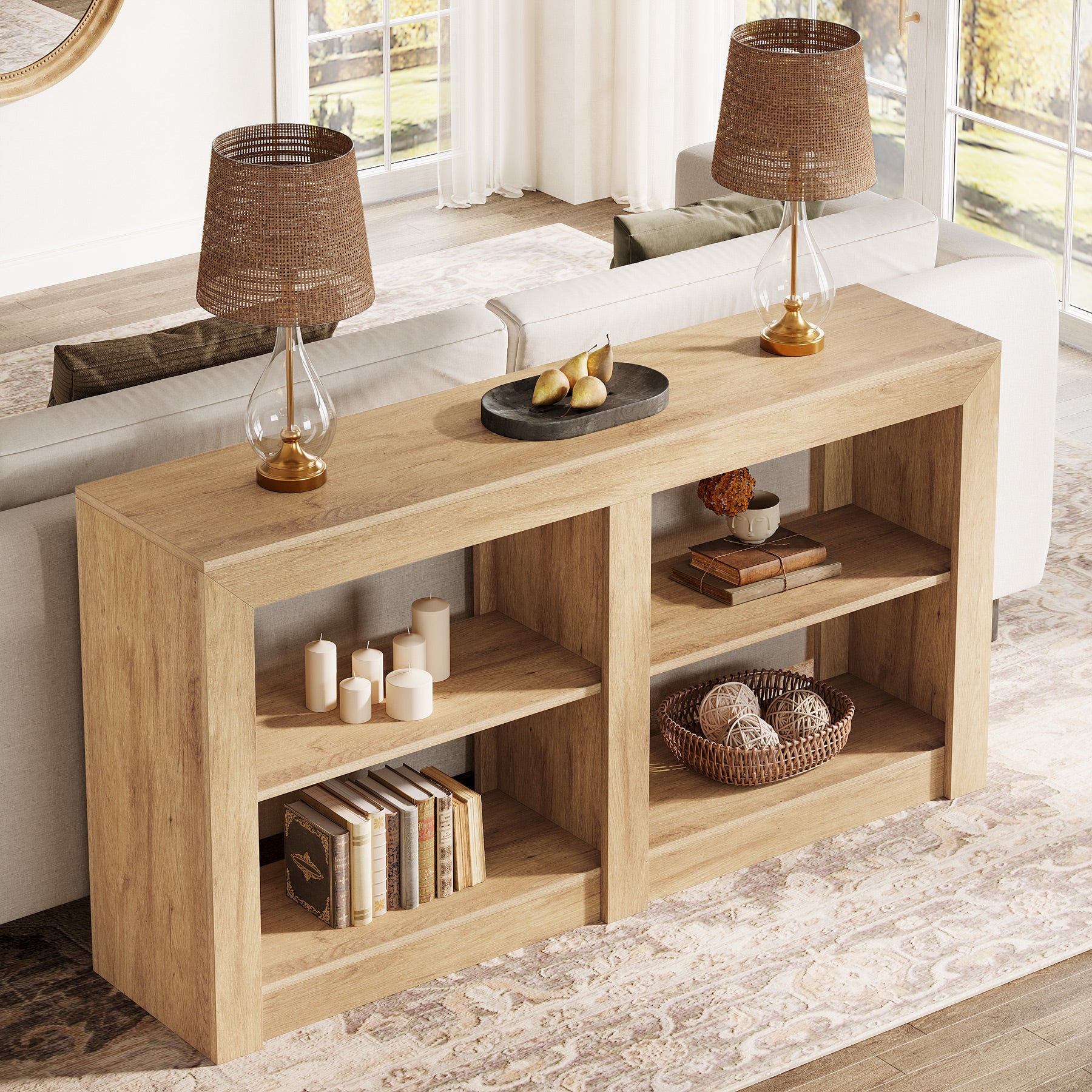 150 cm Landelijke Consoletafel van Hout, Tribesigns Smalle Haltafel voor Woonkamer