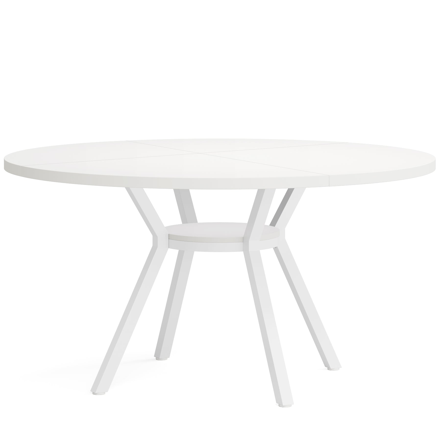 Ronde eettafel voor 4 personen, 120 cm met metalen frame en opbergvak in bruin