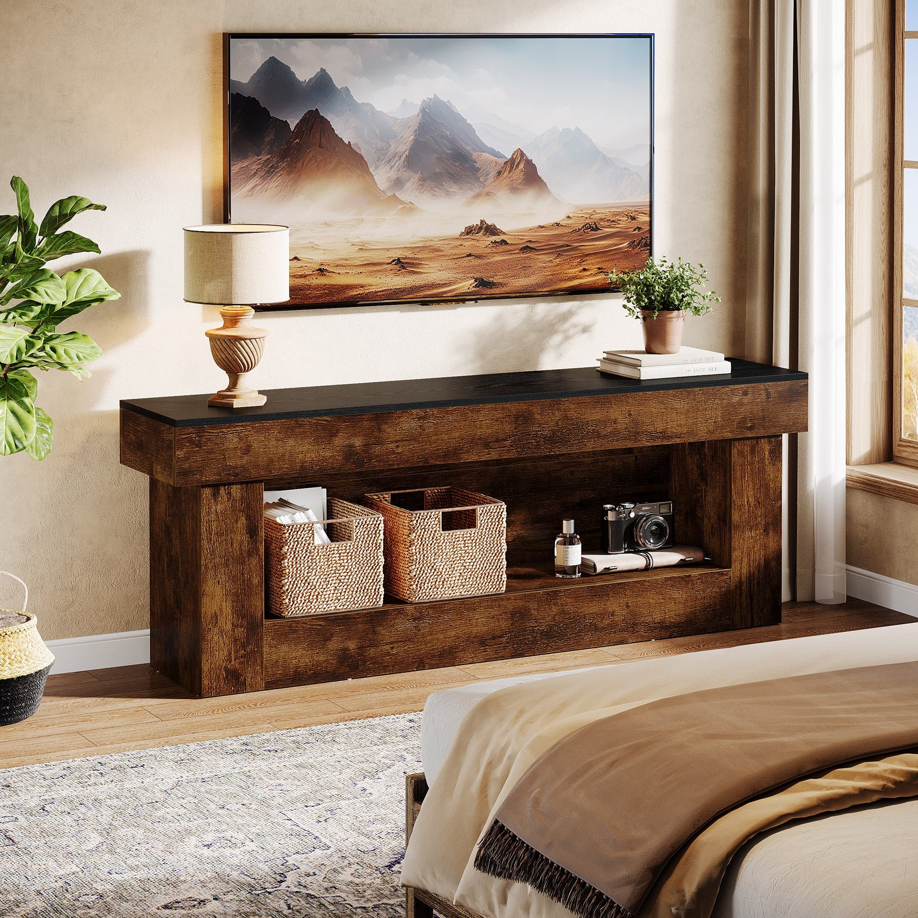 Tribesigns 160 cm TV-meubel met opbergruimte, moderne TV-kast voor 60–70 inch televisies