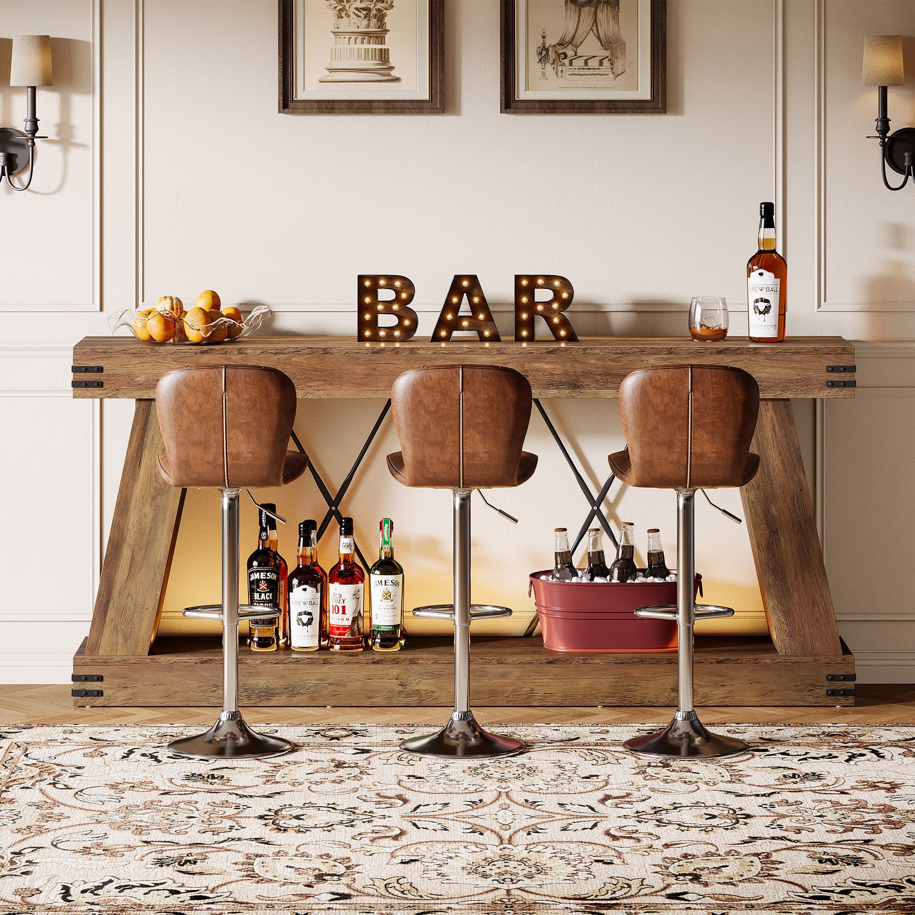 180 cm Lange Consoletafel met Opbergruimte, Smalle Houten Haltafel voor Woonkamer en Entree