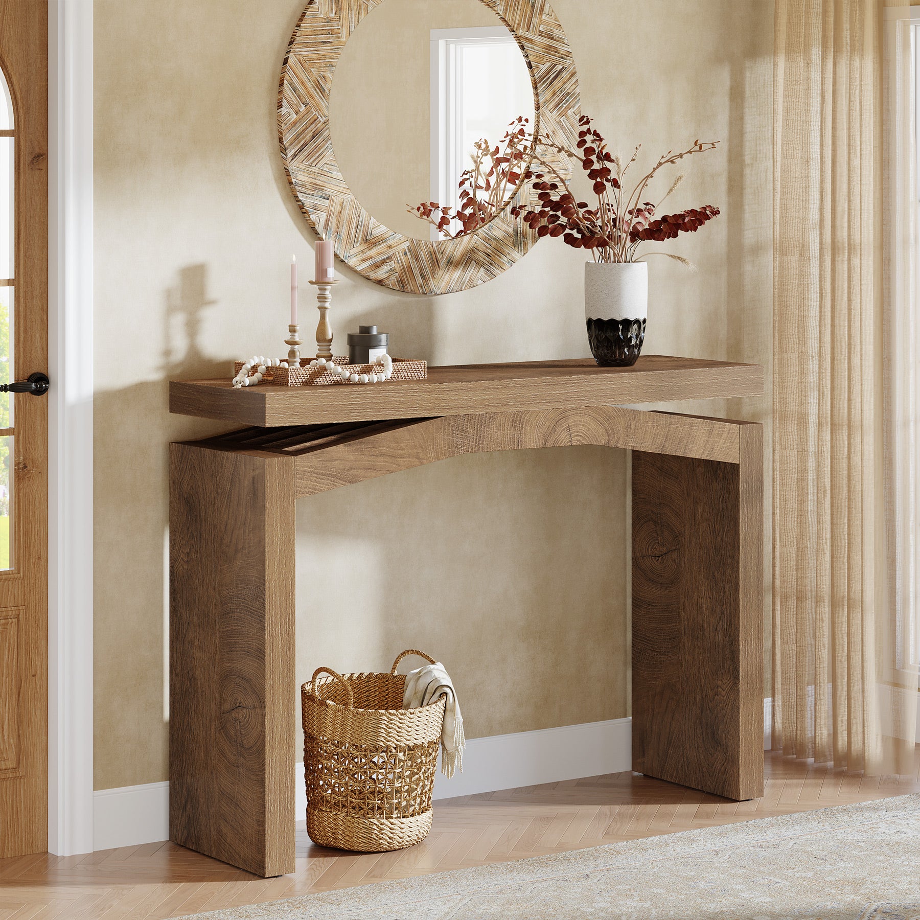 102 cm Consoletafel voor Hal en Entree, Landelijke Smalle Sofa Tafel voor Woonkamer