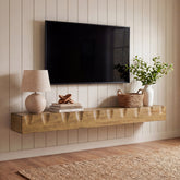 160 cm Tribesigns zwevende tv-plank van massief hout, rustieke wandplank voor media-apparatuur in de woonkamer 3