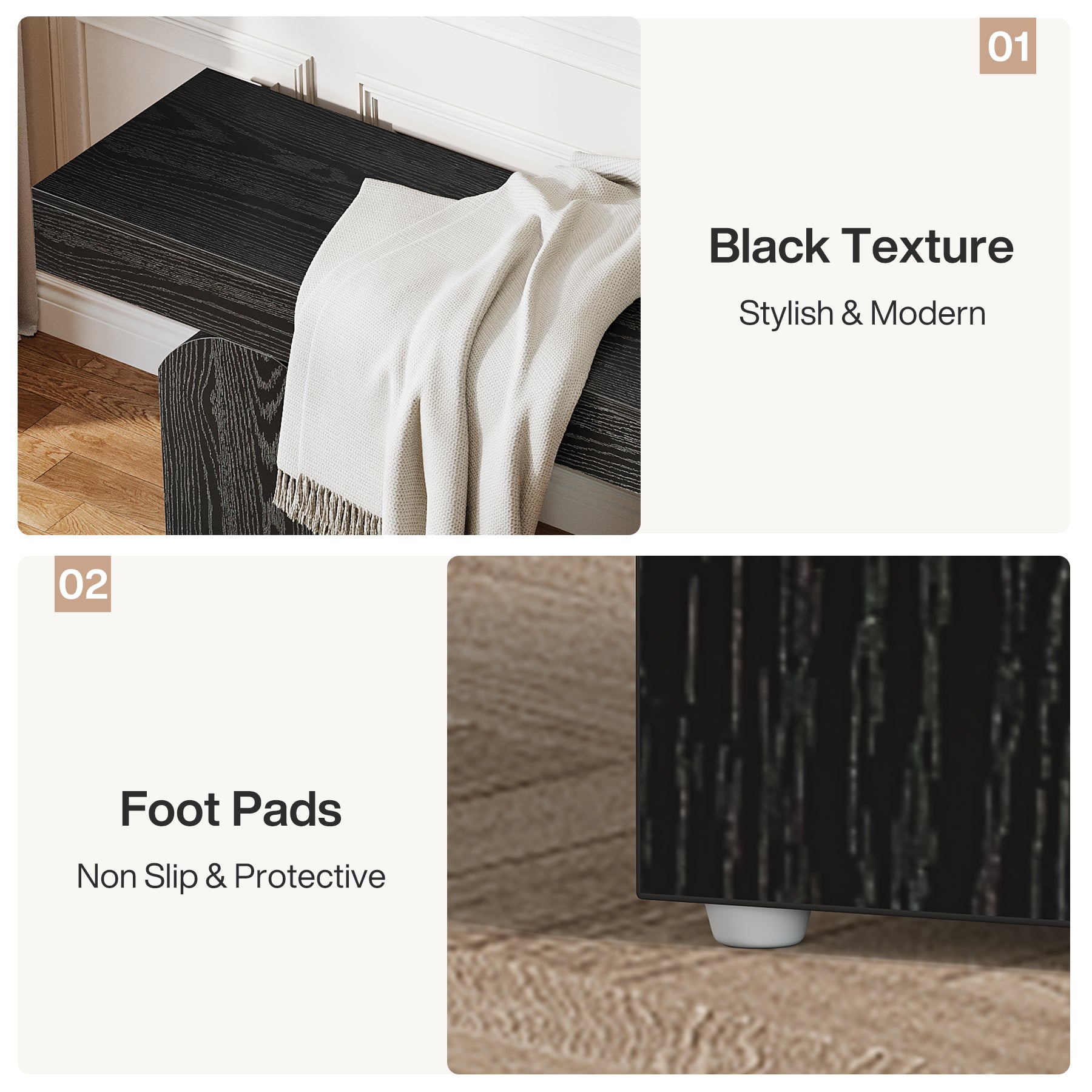 Halbank van 150 cm in Zwart met Gebogen Onderstellen, Houten Binnenbank voor Entree en Woonkamer