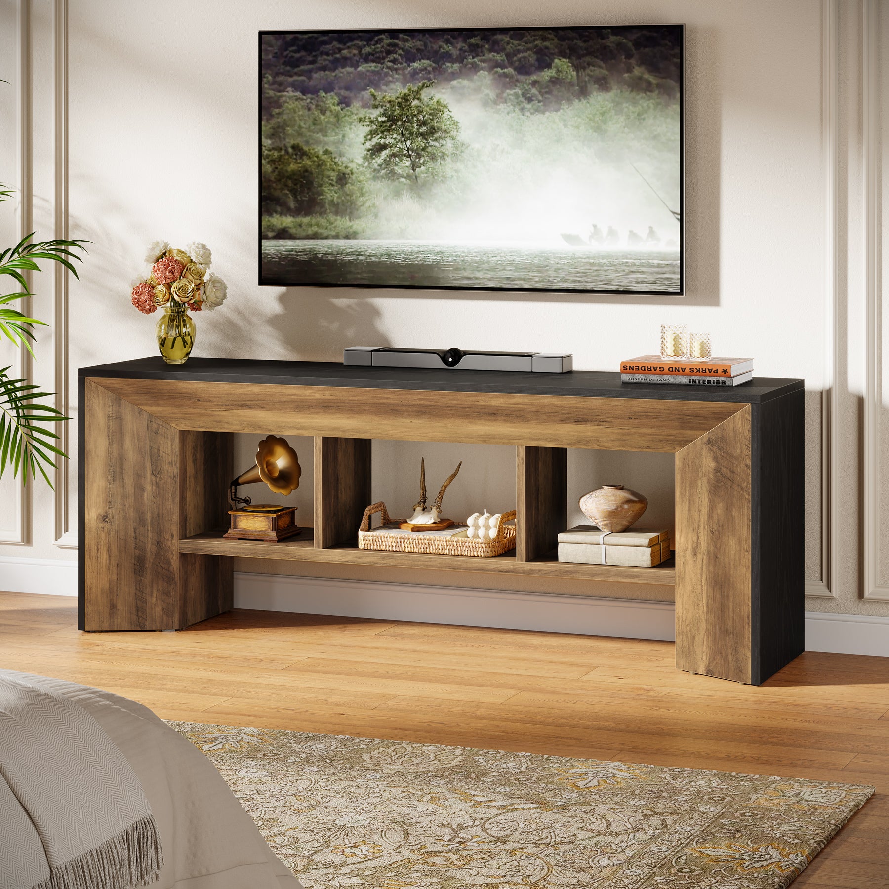 160 cm Tribesigns tv-meubel, 3-vaks mediameubel voor woonkamer