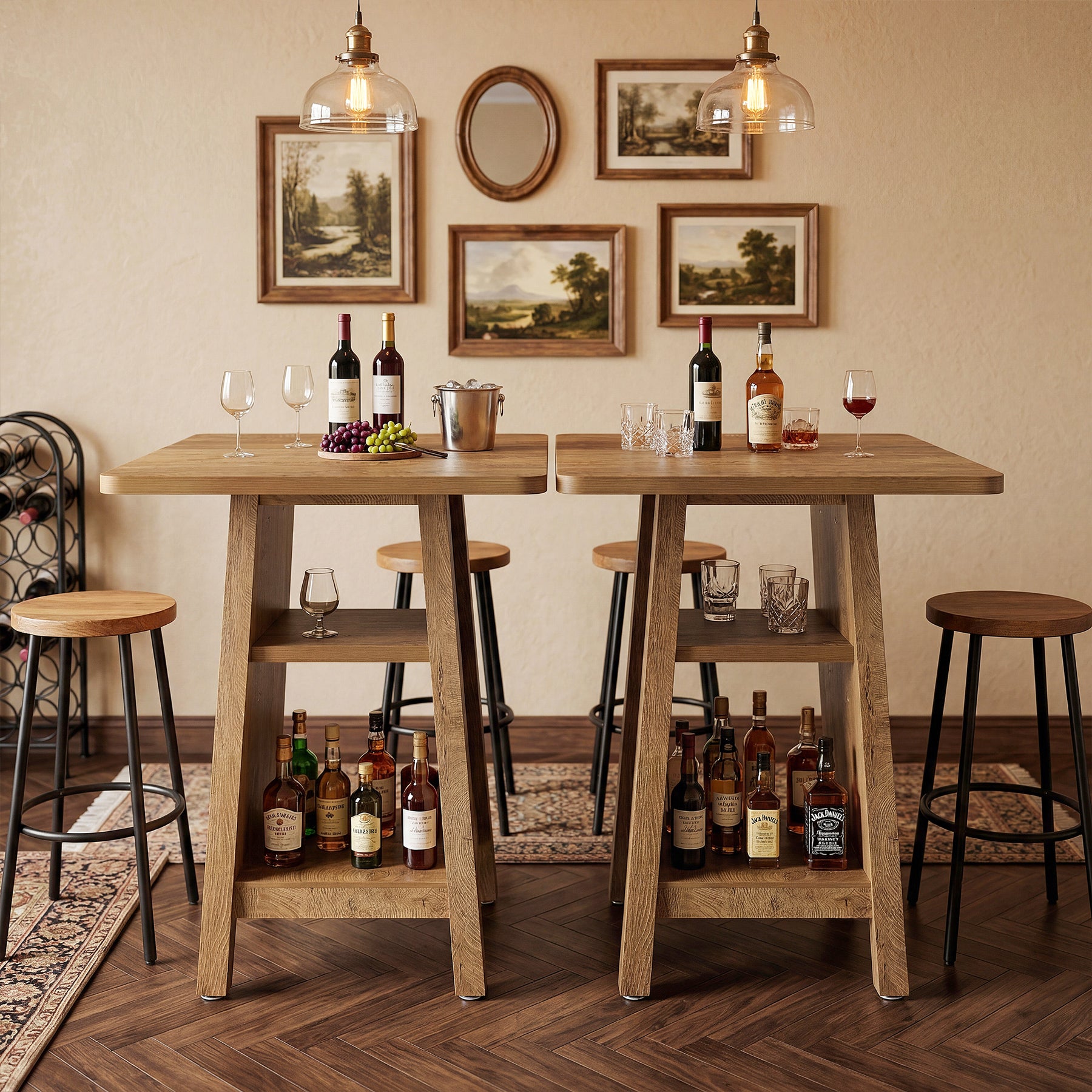 Tribesigns 90 cm hoge bartafel, vierkante pubtafel met 2 planken voor horeca