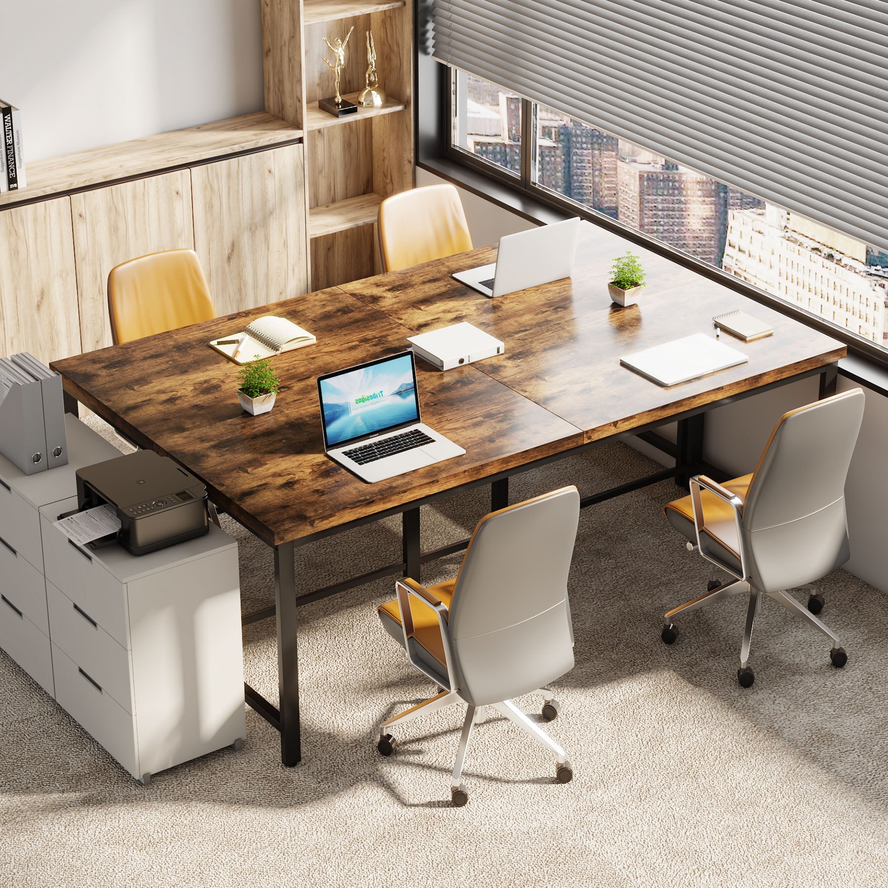 200 cm Tribesigns Computerbureau, Extra Lang Tweepersoons Computerkantoren voor Thuiskantoor