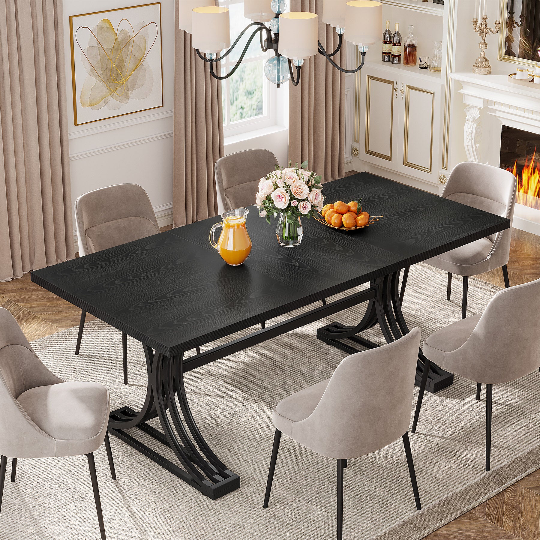 Tribesigns Eettafel 160 cm met Marmerlook Blad, Moderne Keukentafel Goud
