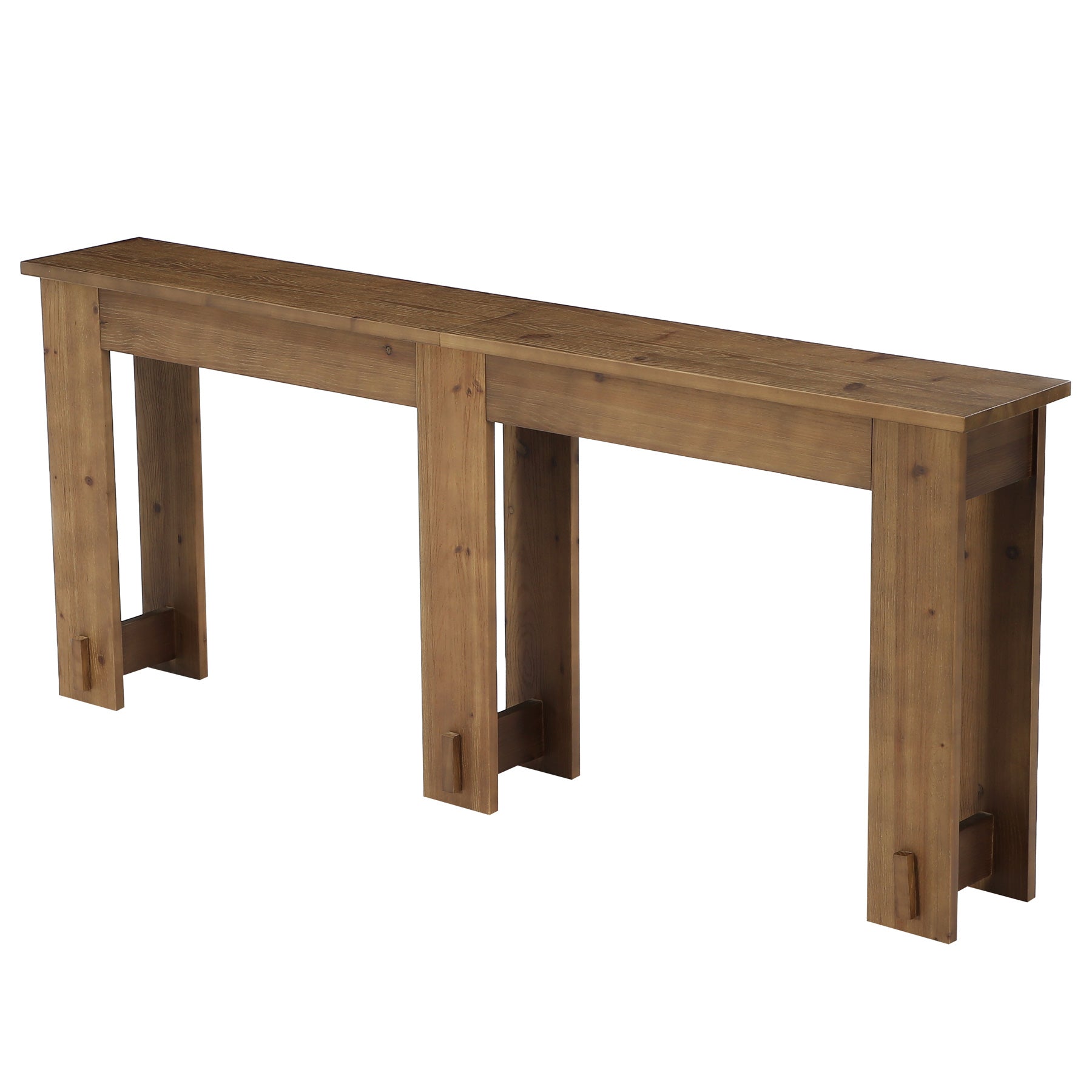 Massief houten consoletafel 200 cm, extra lange banktafel van dennenhout met 6 poten