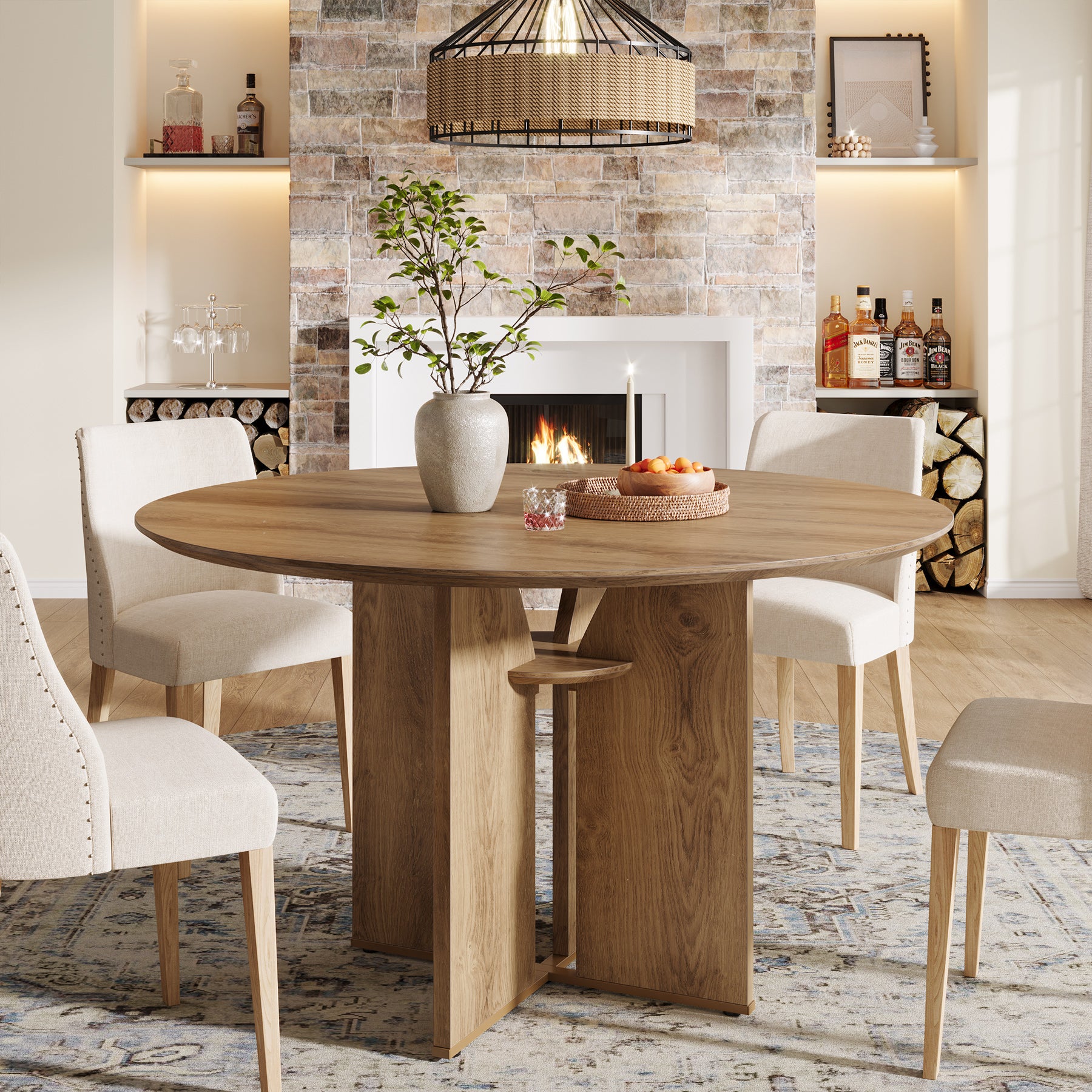 Tribesigns 100 cm Ronde Eettafel, Houten Tafel voor 4 Personen voor Keuken