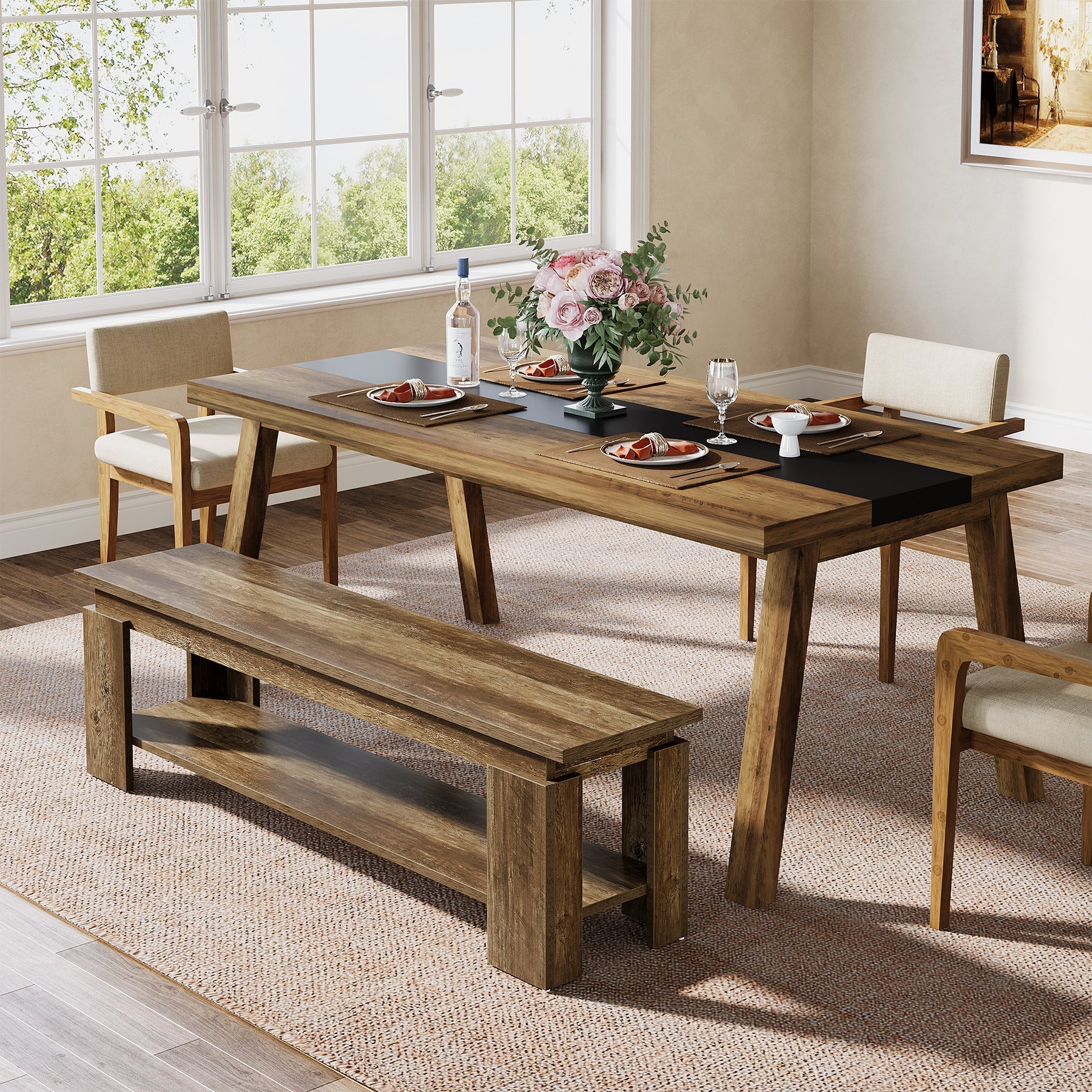 Tribesigns Schoenenbank 160 cm met opbergplank, halbank zitbank voor entree, slaapkamer & eetkamer