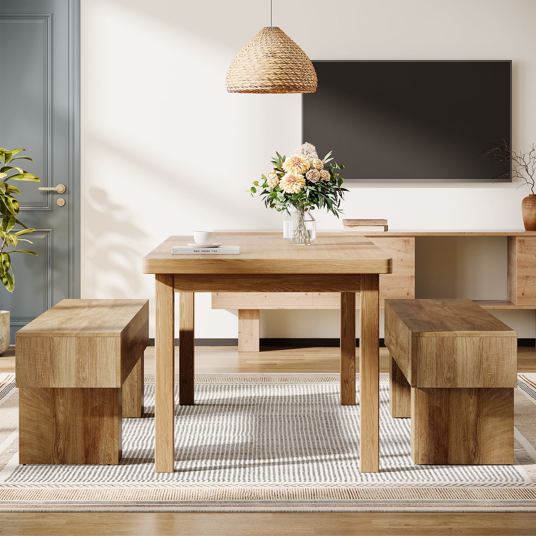 Tribesigns 160 cm Houten Farmhouse Bank voor de Eetkamerbank
