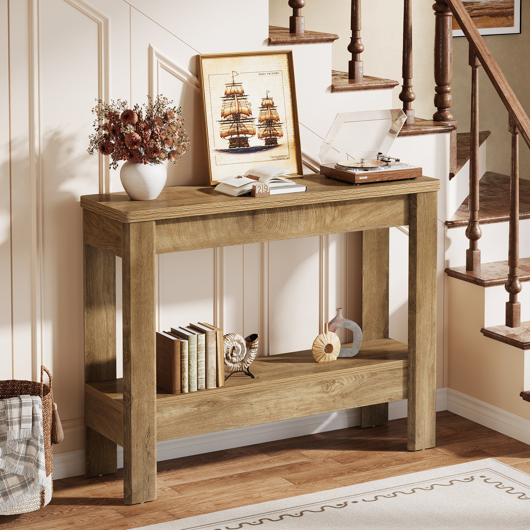 105 x 30 x 80 cm Tribesigns landelijke consoletafel met open opbergruimte, smalle sidetable voor hal en woonkamer