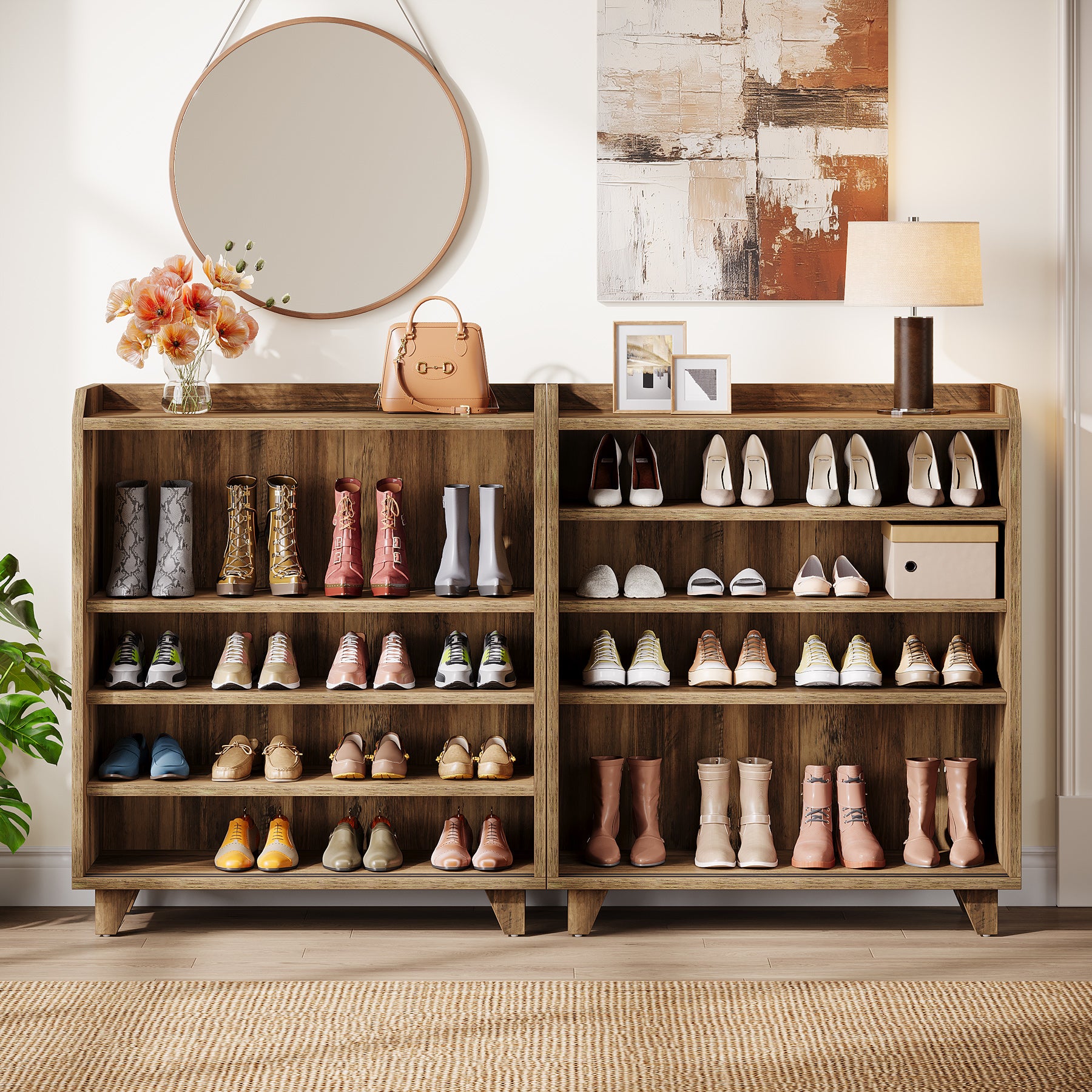 90 cm Schoenenkast, Moderne Opbergkast met Schuifdeuren voor Hal en Entree