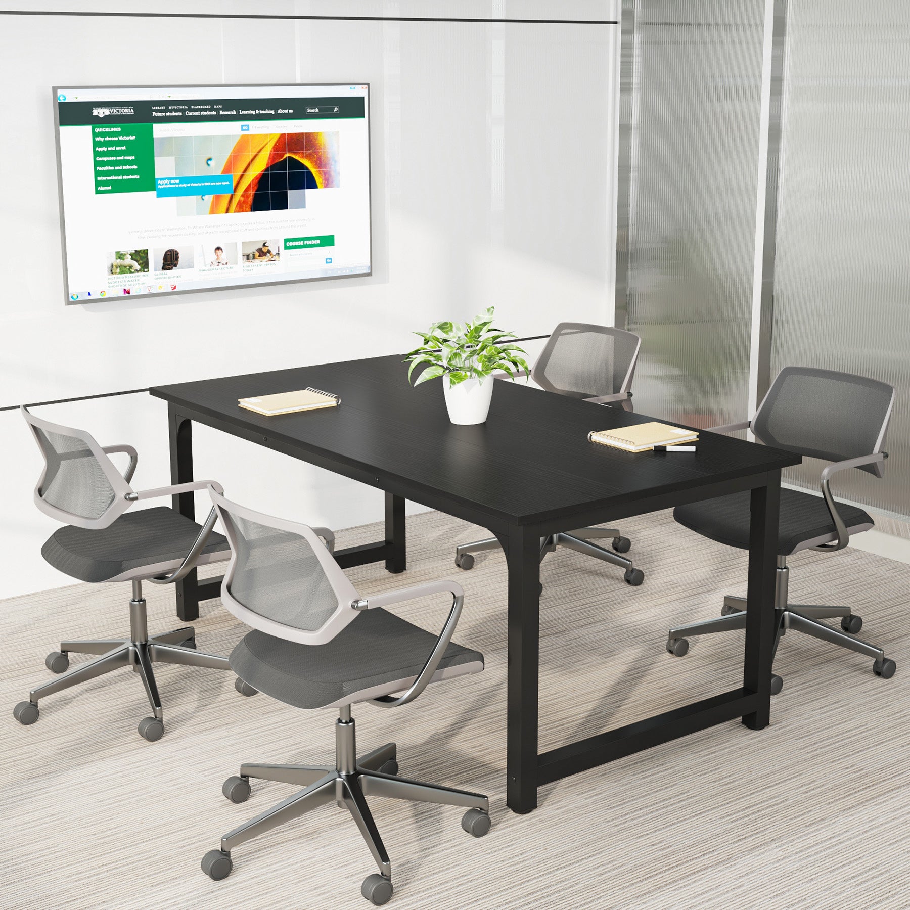 160x80 cm Computerbureau, Ruime Werkplek in Vintage Bruin en Zwart