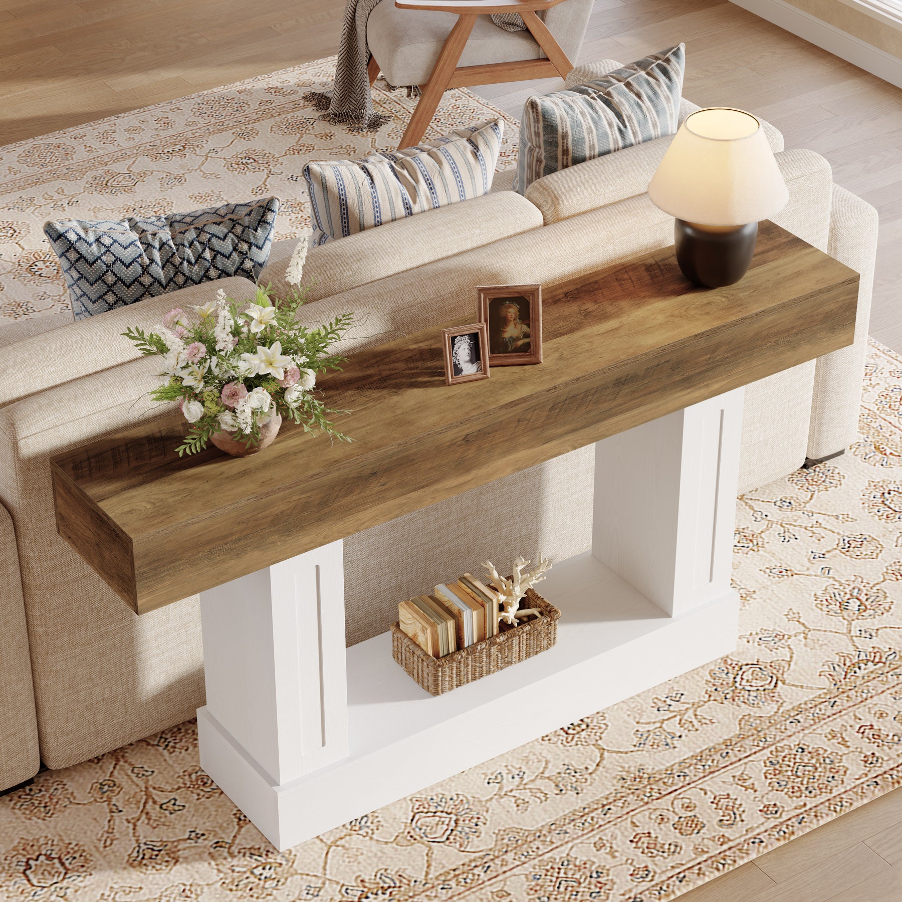 160 cm Tribesigns landelijke consoletafel met open opbergruimte, smalle sidetable voor hal en woonkamer