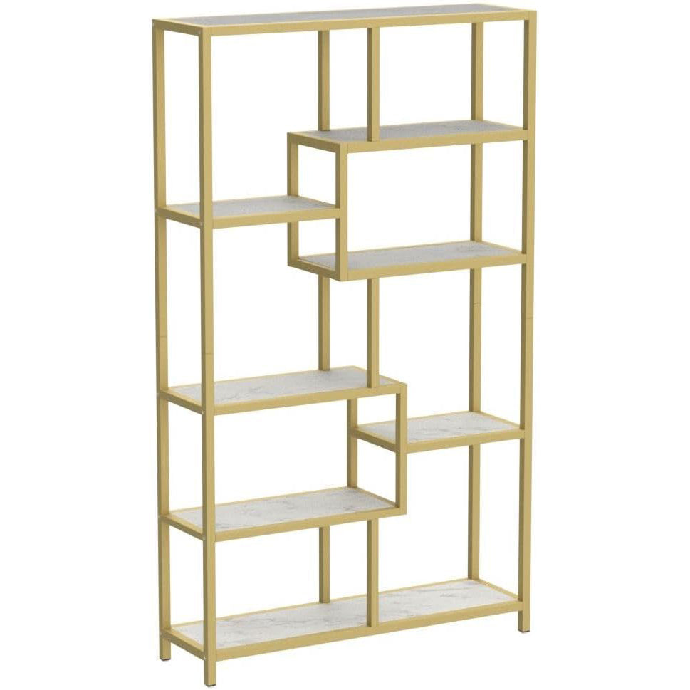 Gouden Marmeren Boekenkast, Achtplanken Etagere met Marmer Print voor Thuiskantoor