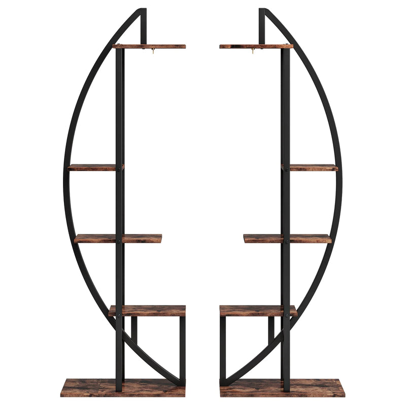 Zwarte 5-laags Plantenstandaard, Gebogen Design voor Binnen en Buiten