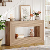 150 cm Landelijke Consoletafel, Smalle Houten Bureautafel met Opslag voor Hal en Woonkamer 3