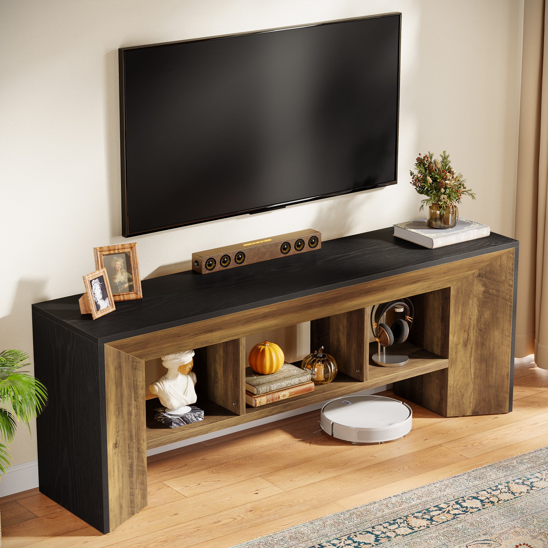 160 cm Tribesigns tv-meubel, 3-vaks mediameubel voor woonkamer