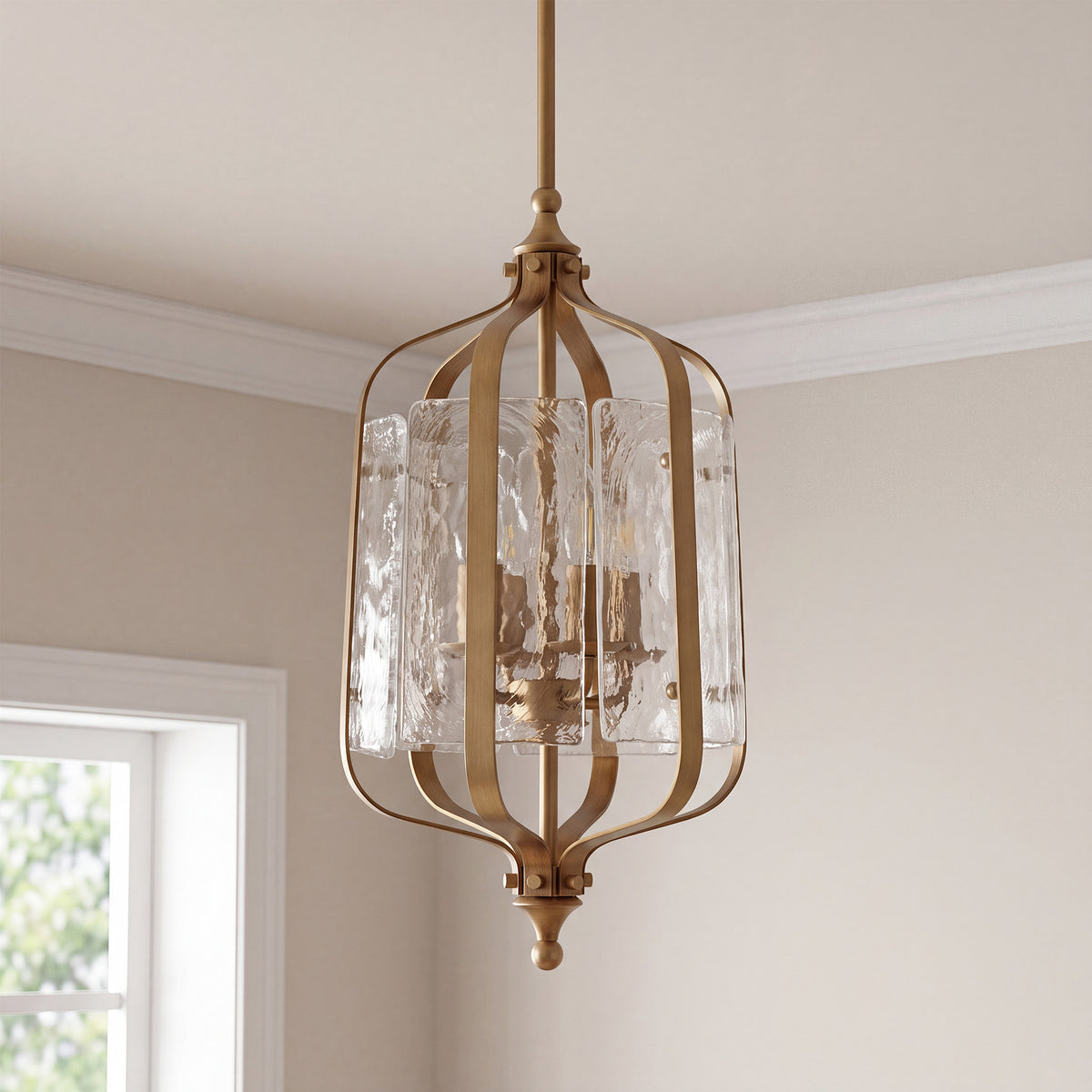 Tribesigns glazen hanglamp met verstelbare hoogte en gouden retro design, plafondlamp voor eettafel en keuken [Energy Class E]