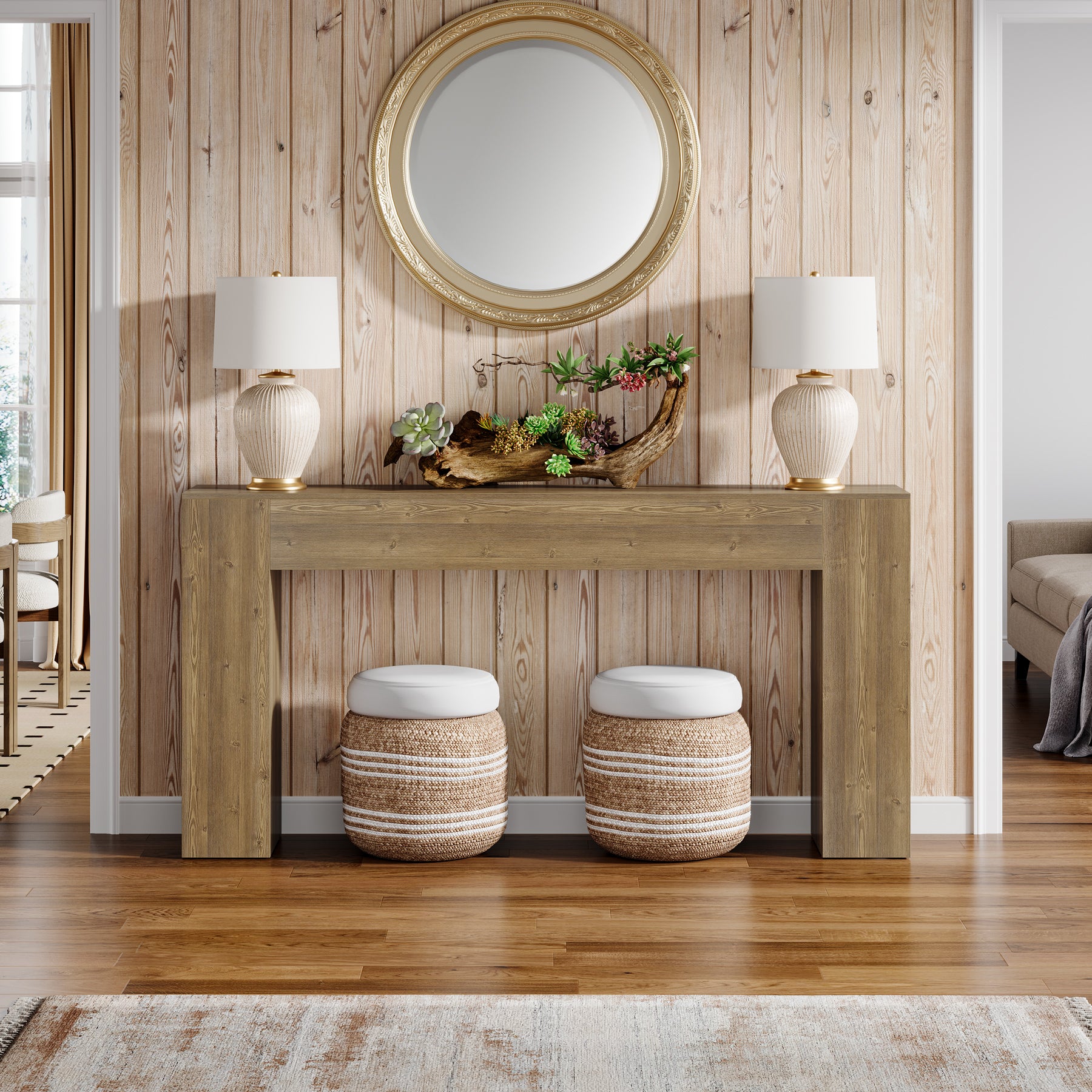 160 cm Lange Consoletafel, Smalle Salontafel voor Hal en Woonkamer