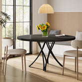 Ronde Eettafel voor 4-6 Personen, 120 cm met Kruisvormige Metalen Poten in Het Zwart 3