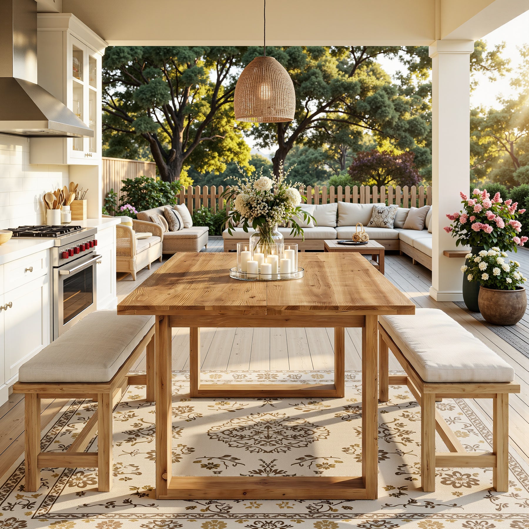 Tribesigns 160 cm massief houten eettafel, landelijke keukentafel voor 4-6 personen