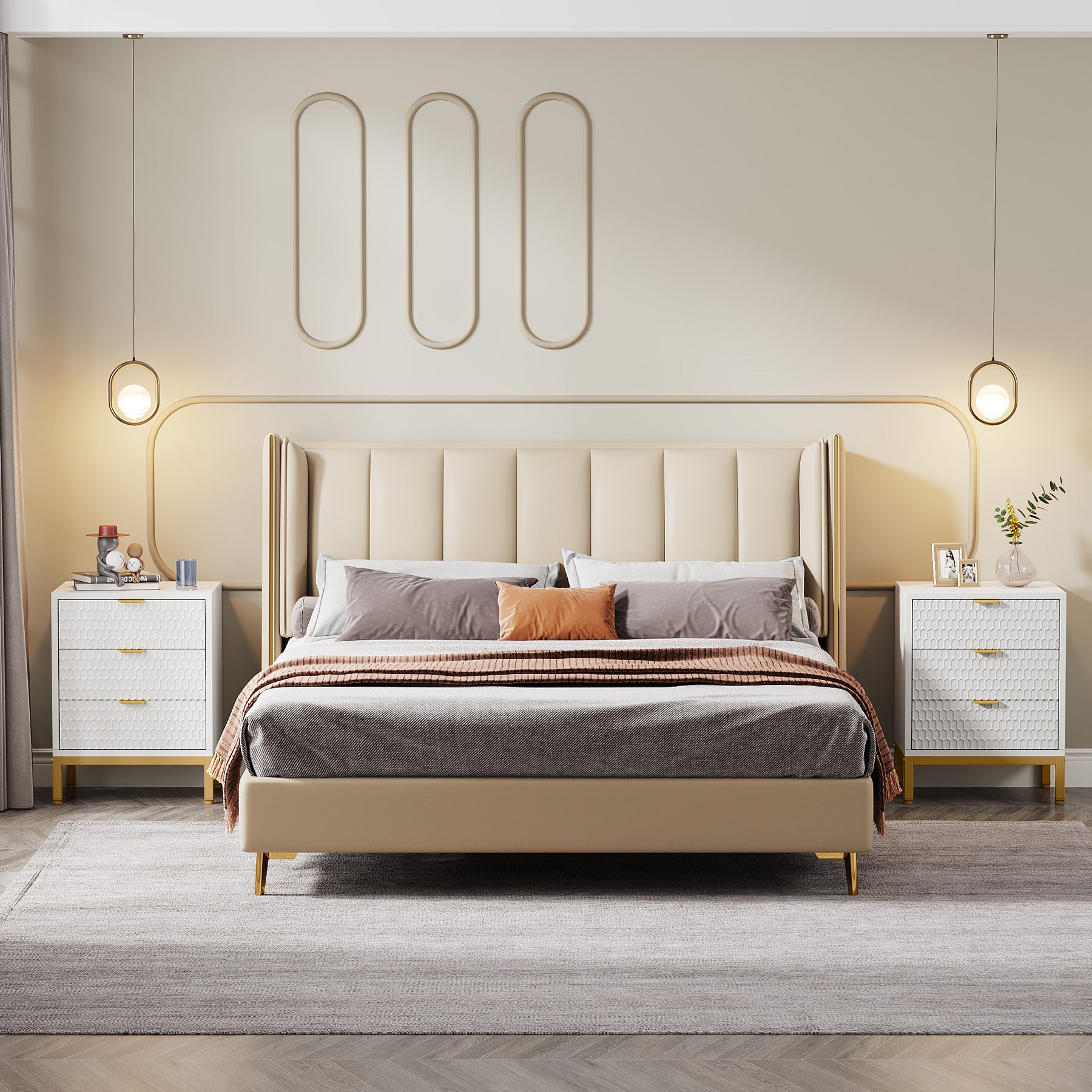 Moderne Nachtkast met 3 Lades, Handige Bedside Bijzettafel met Opbergruimte voor Slaapkamer