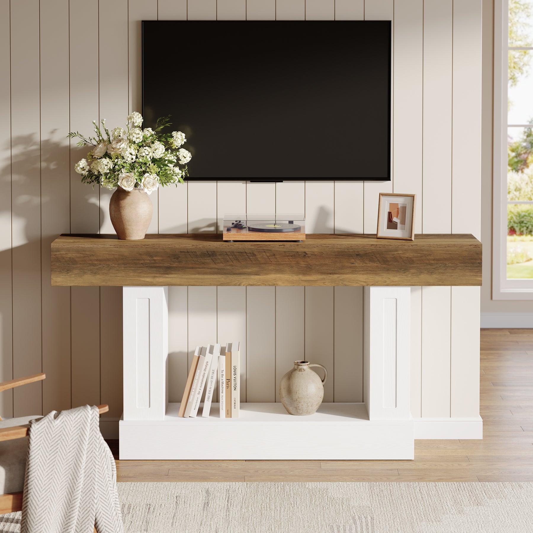 160 cm Tribesigns landelijke consoletafel met open opbergruimte, smalle sidetable voor hal en woonkamer