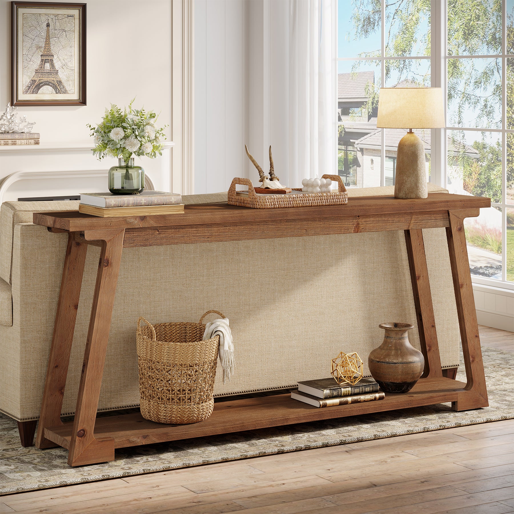 Tribesigns 160 cm Lange Consoletafel, 2-Laags Houten Banktafel