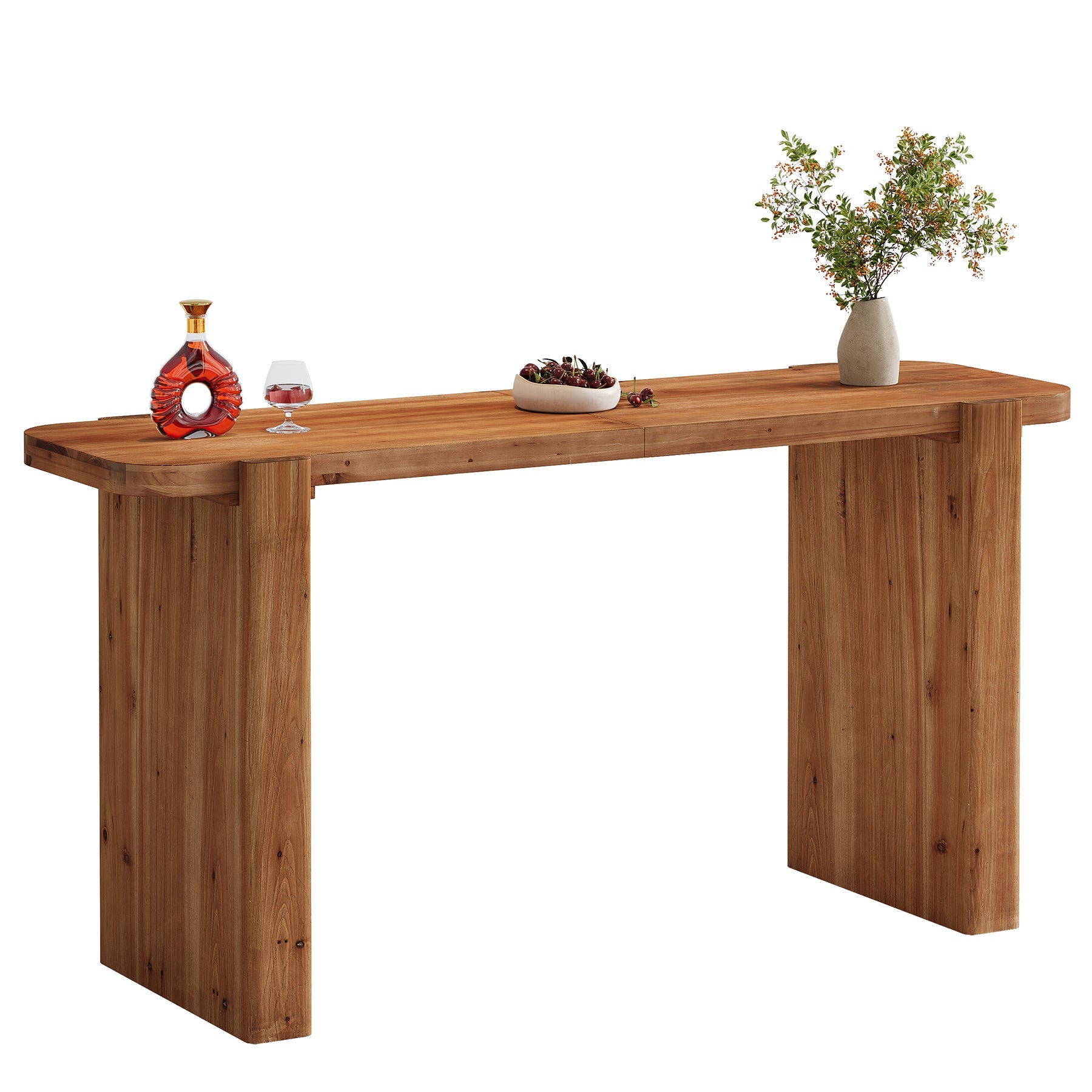 Tribesigns massief houten bartafel 160 cm, hoge tafel voor 4–6 personen, rechthoekige statafel in industriële stijl