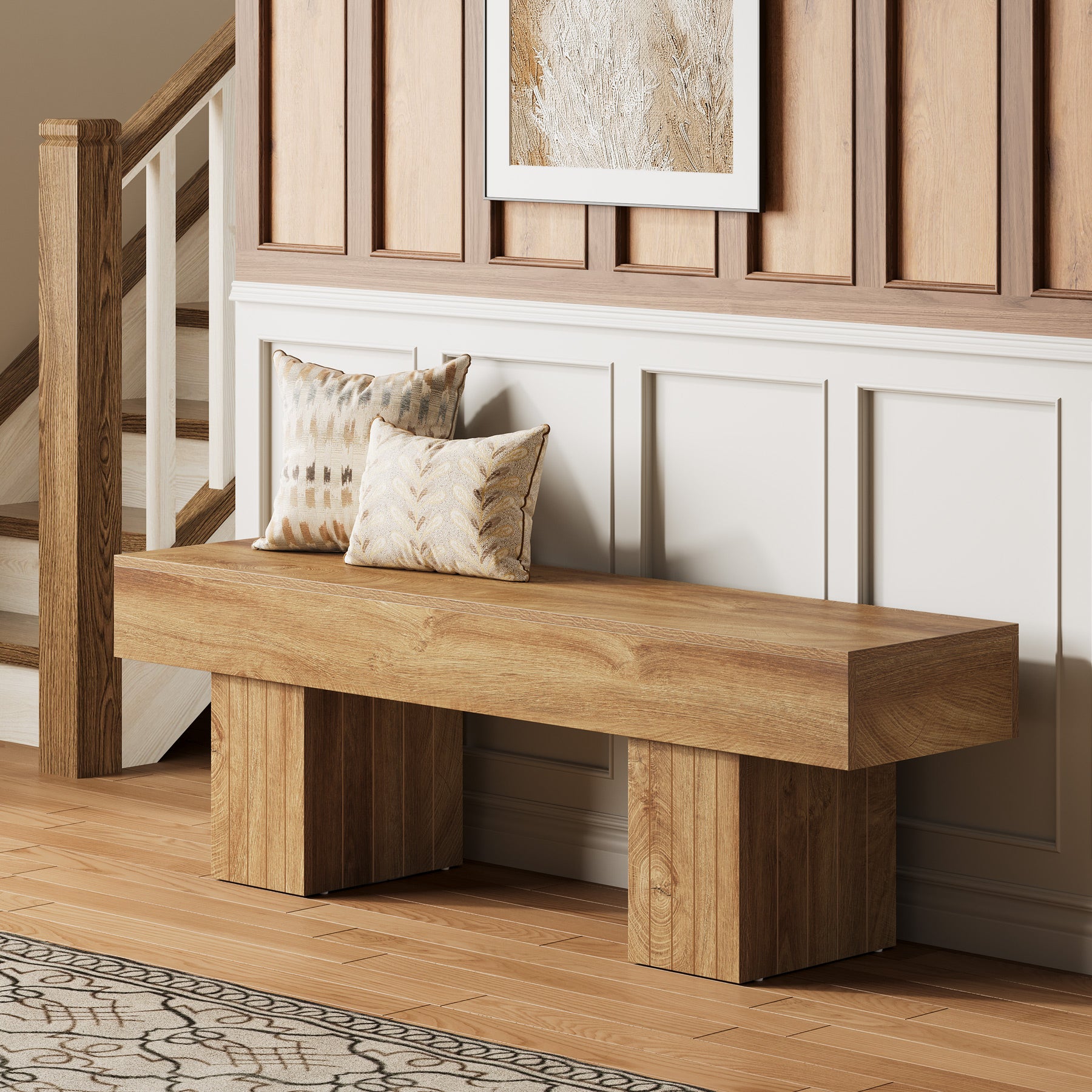 140 cm Houten Schoenenbank in Landelijke Stijl