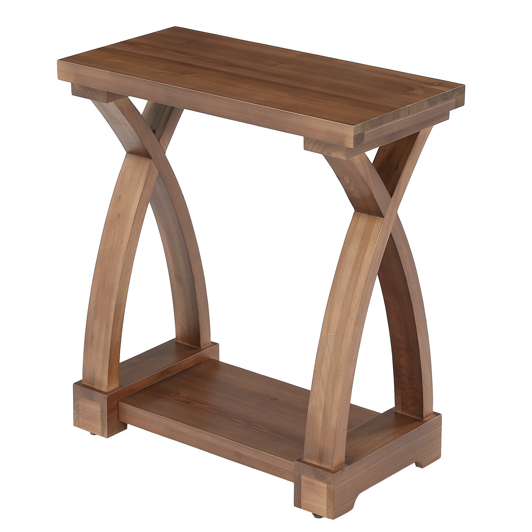 Tribesigns massief houten bijzettafel met 2 opbergplanken, smal houten nachtkastje voor woonkamer en slaapkamer