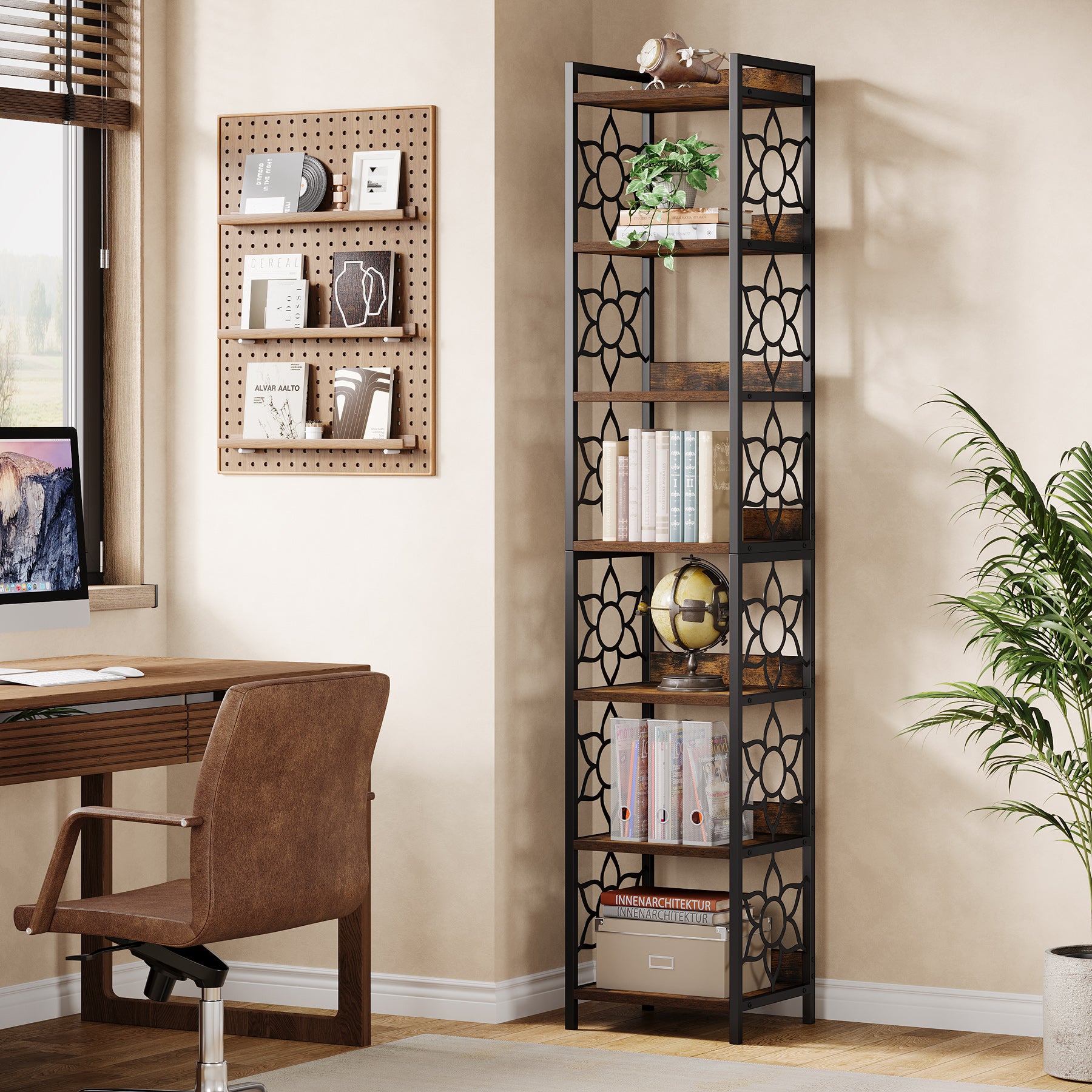 Tribesigns 200 cm 7-Tier Hoekplank，Extra Hoge Smalle Boekenplank