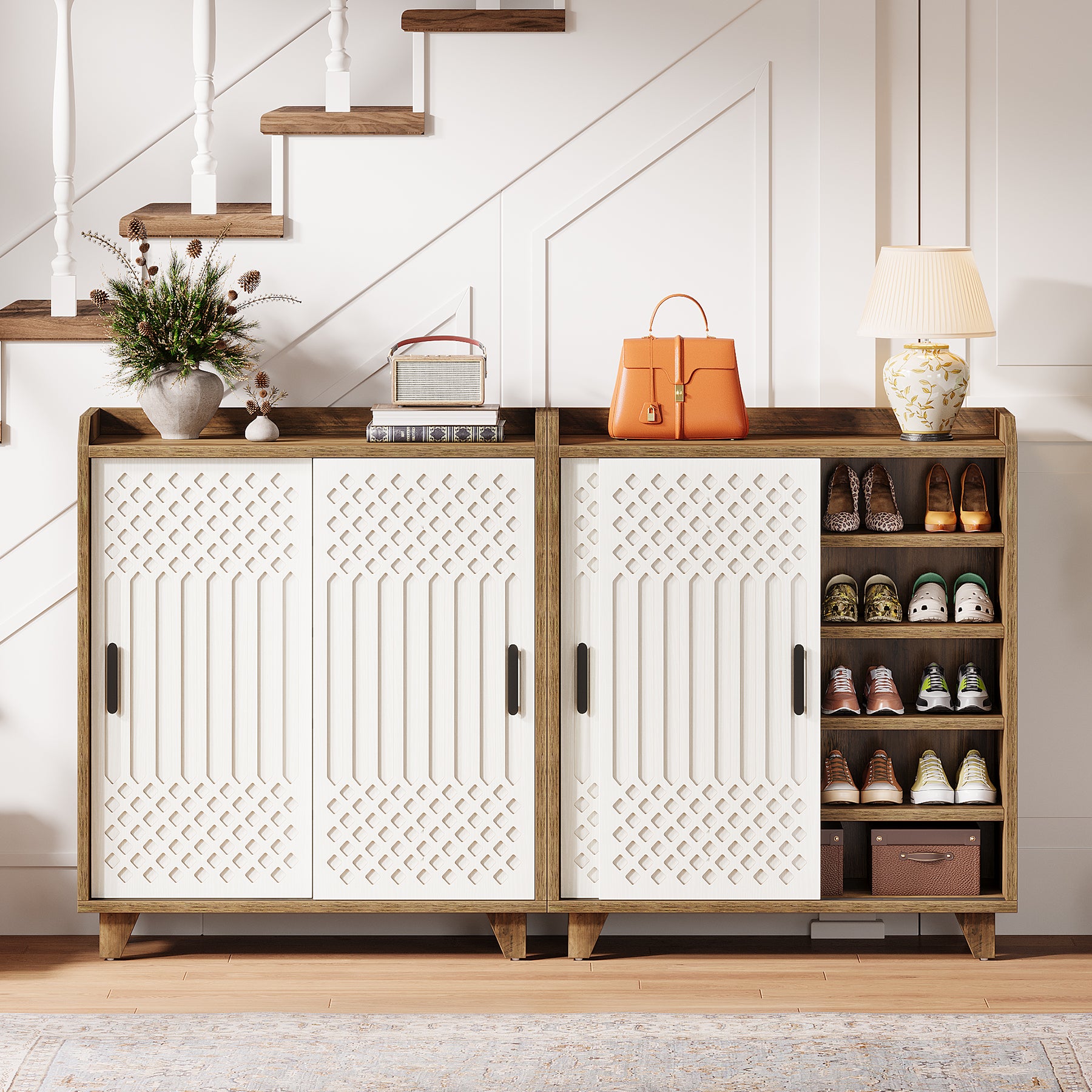 90 cm Schoenenkast, Moderne Opbergkast met Schuifdeuren voor Hal en Entree