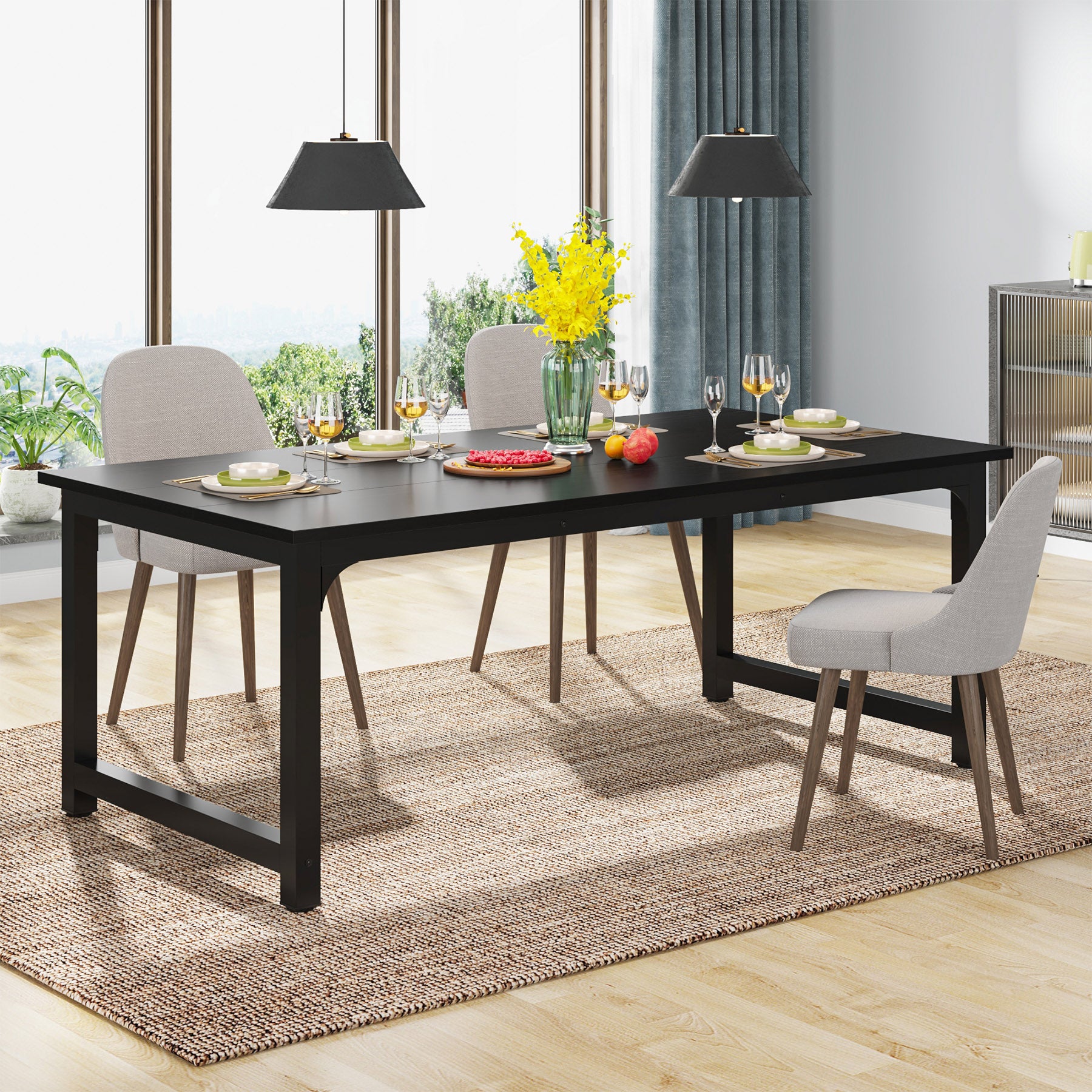 160x80 cm Computerbureau, Ruime Werkplek in Vintage Bruin en Zwart