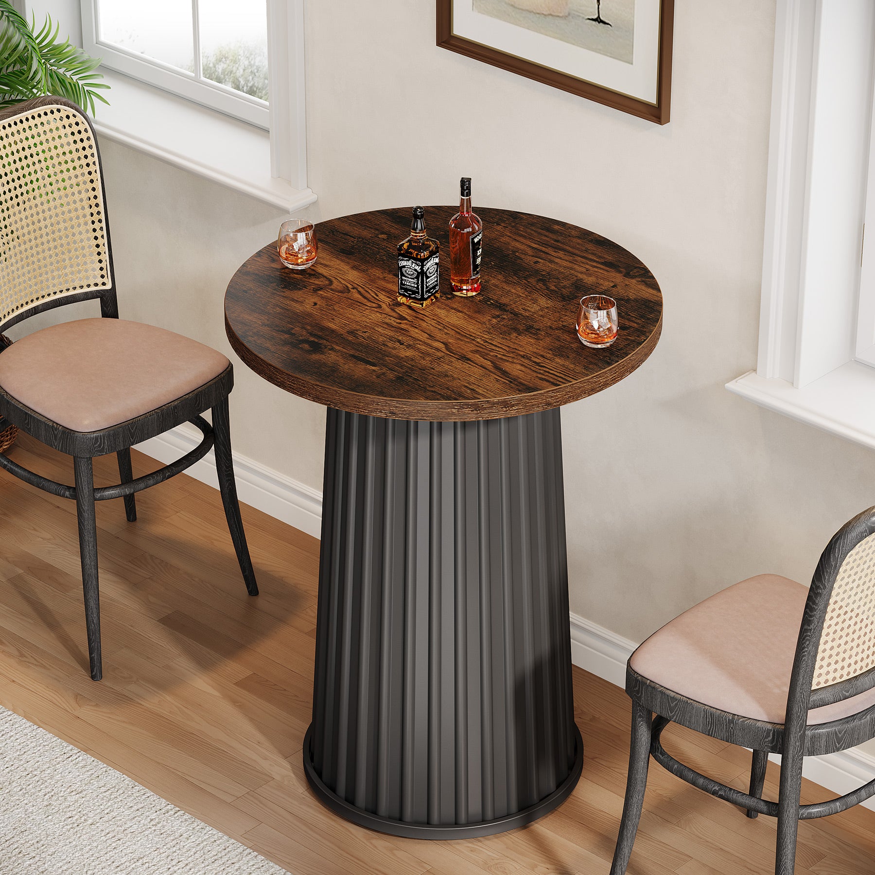 60 cm Ronde Eettafel, Moderne Keukentafel Met Metalen Voet Voor Kleine Ruimtes