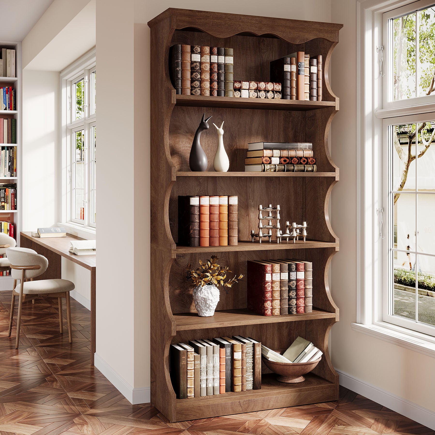 Tribesigns Boekenkast van 180 cm Hoog met 6 Niveaus, Vrijstaand Open Opberg- en Displayrek voor Woonkamer en Slaapkamer