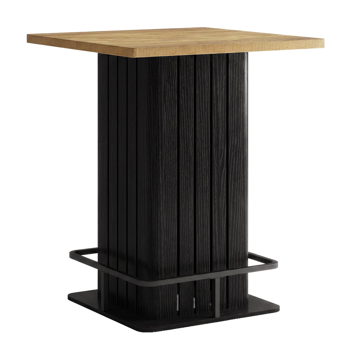 80 cm Vierkante Bartafel met Metalen Voetsteun, Industriële Hoge Tafel voor Keuken en Thuisbar