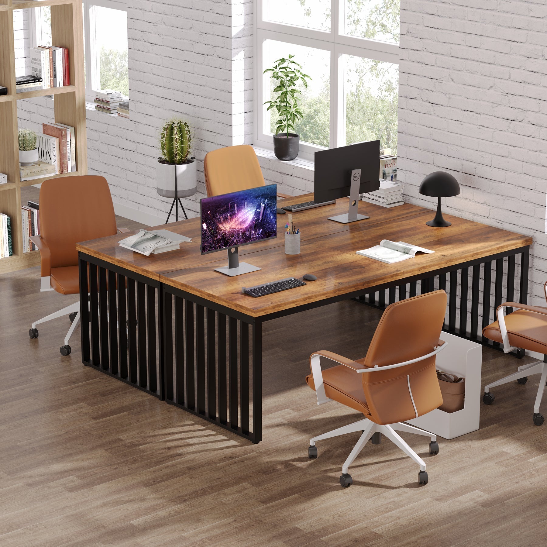 120 cm Bureau, Robuuste Computertafel Met Metalen Frame Voor Thuiskantoor